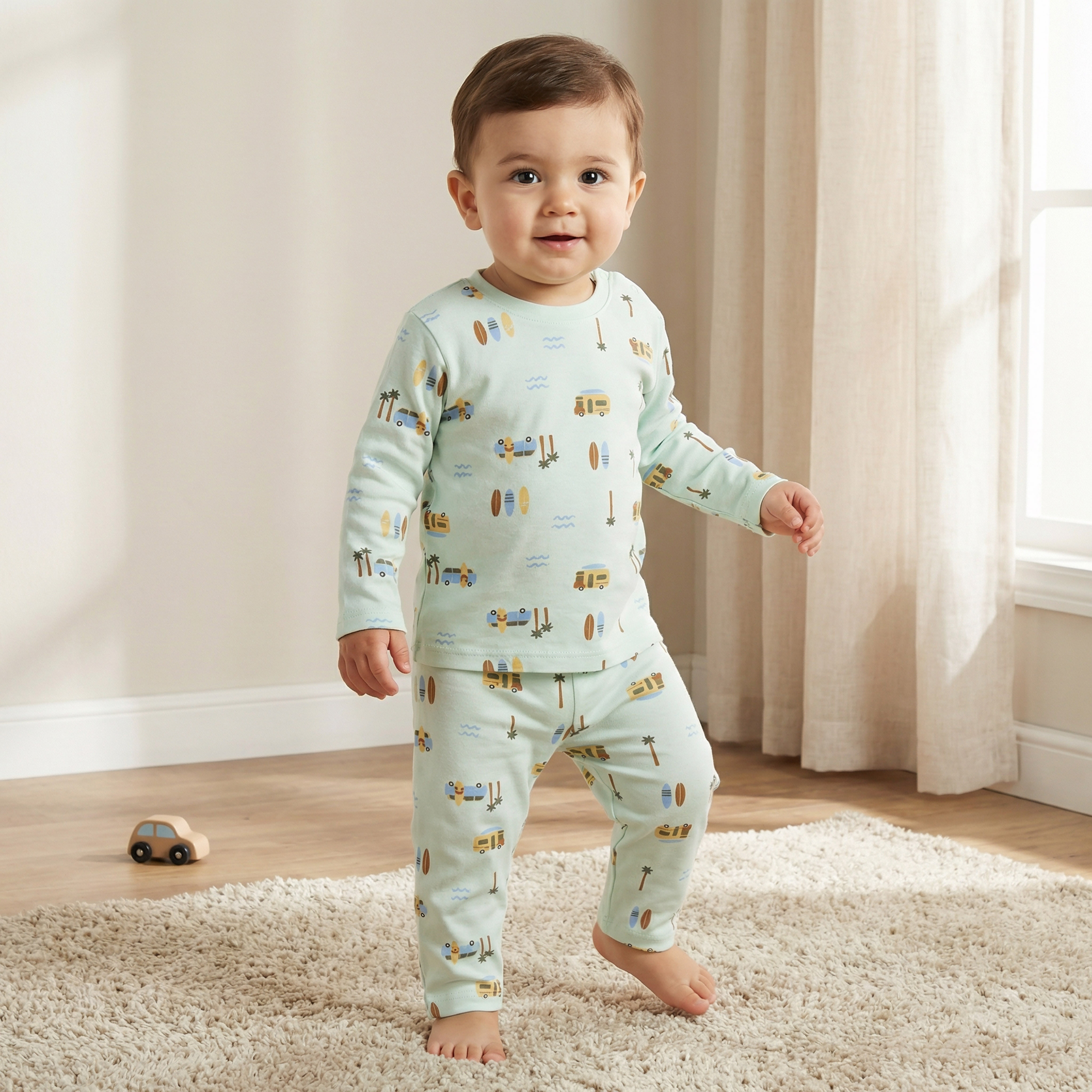 Juniors Cotton Round Neck Long Sleeves Pyjama Set with Surf Print-baby-boys-clothing-nightwear-pyjamasets-image-1
