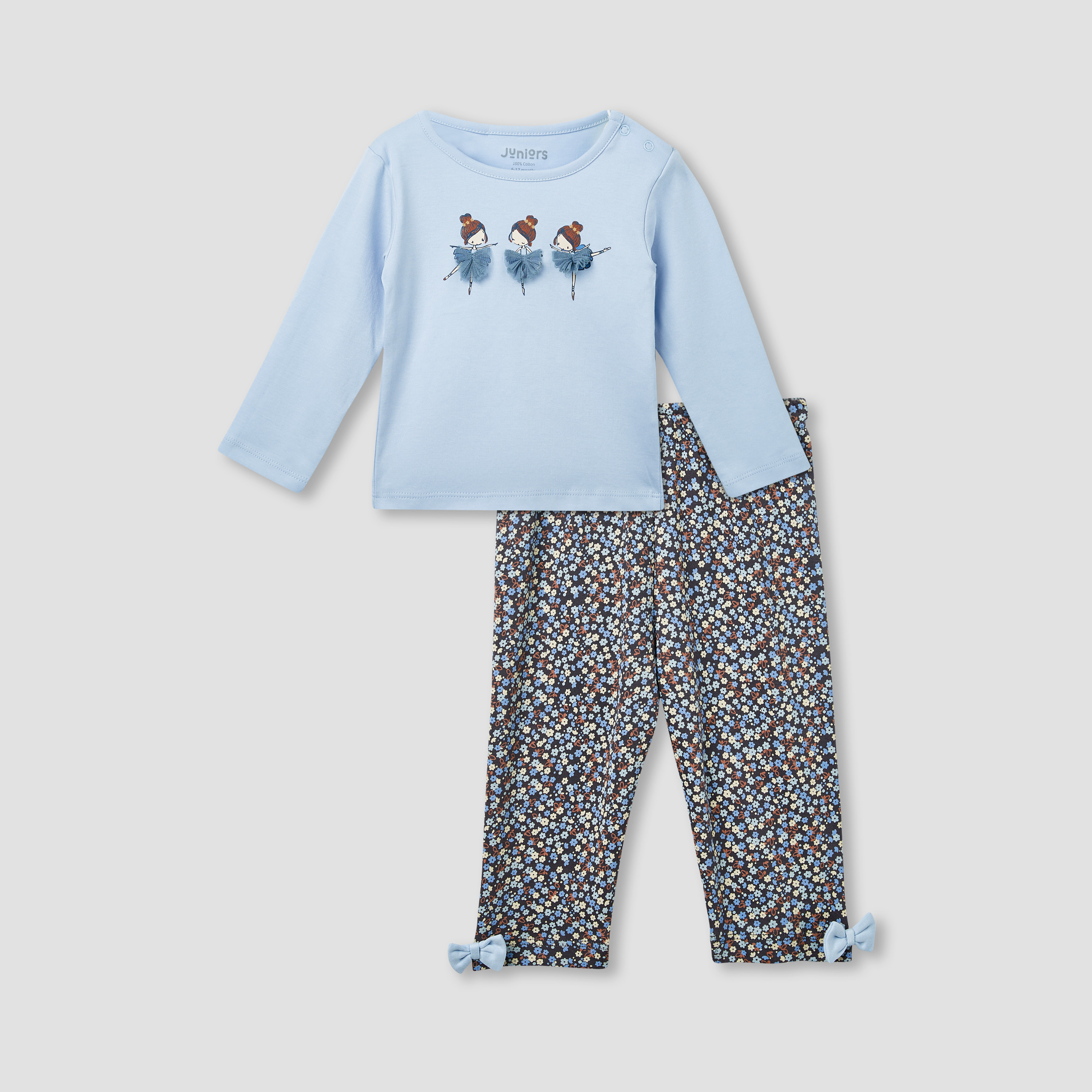 Juniors Printed T-shirt and Pyjama Set-baby-girls-clothing-nightwear-pyjamasets-image-1