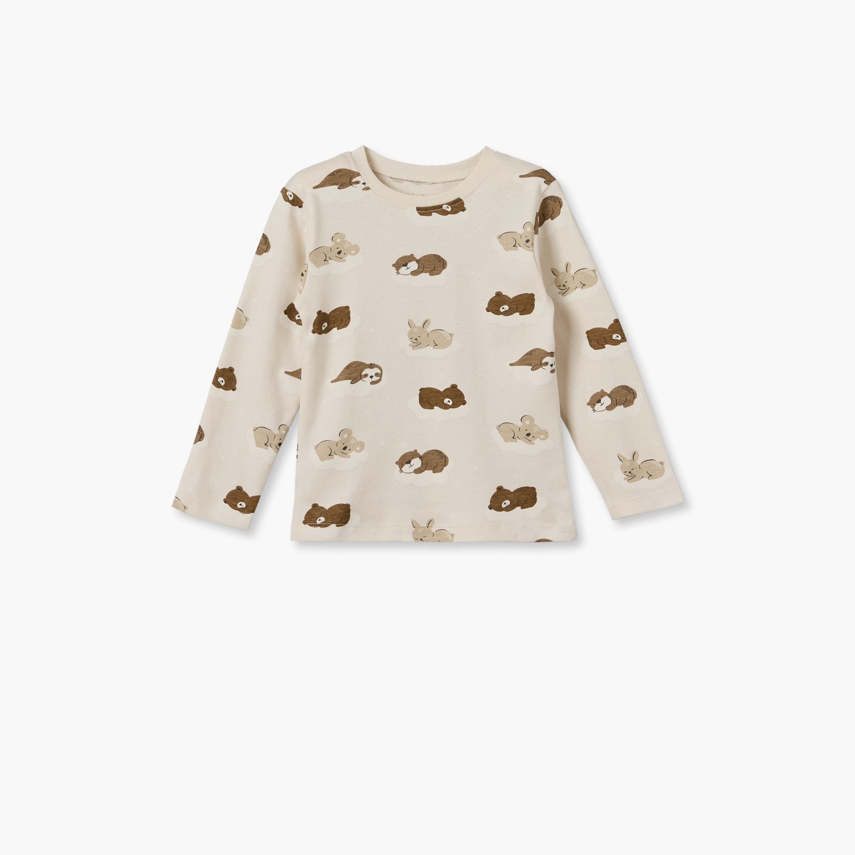 طقم بيجاما قطن بياقة ضيقة وأكمام طويلة بطبعات دببة من جونيورز-baby-boys-clothing-nightwear-pyjamasets-image-2