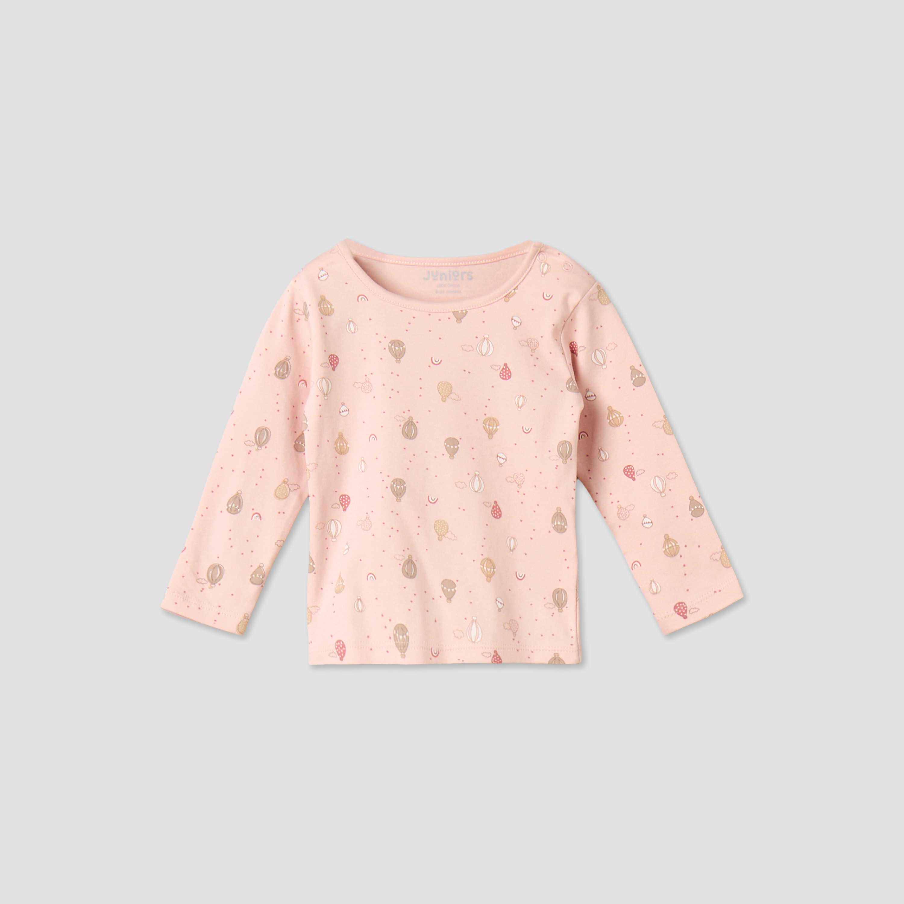 Juniors Cotton Round Neck Long Sleeves Pyjama Set with Hot Air Balloon Print-baby-girls-clothing-nightwear-pyjamasets-image-3