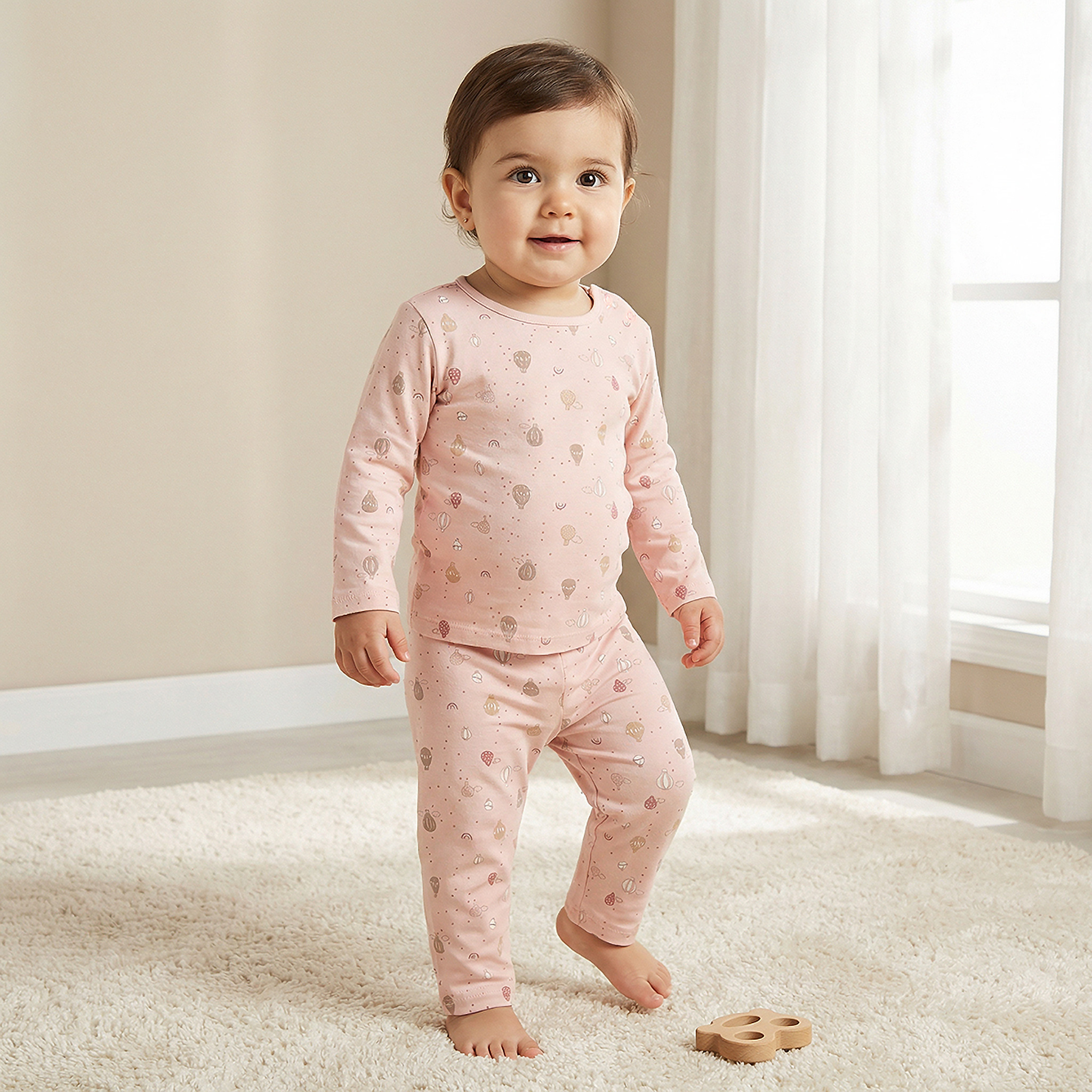 Juniors Cotton Round Neck Long Sleeves Pyjama Set with Hot Air Balloon Print-baby-girls-clothing-nightwear-pyjamasets-image-1