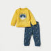 Juniors Applique Detail Long Sleeves T-shirt and Pyjama Set-Pyjama Sets-thumbnailMobile-0
