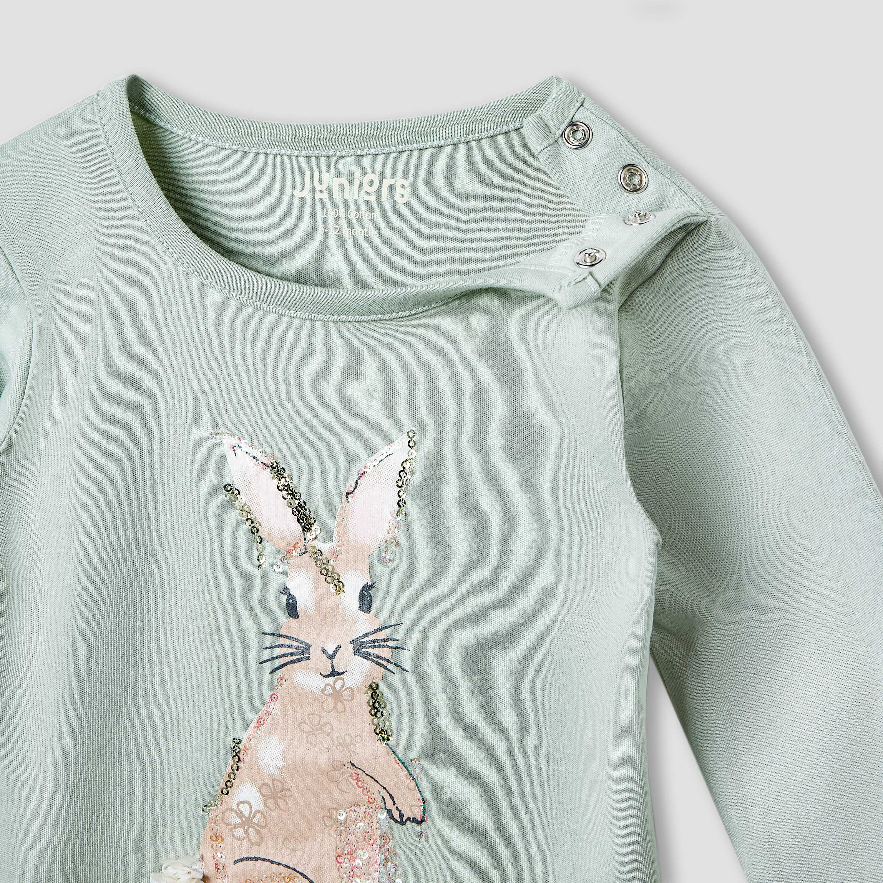 Juniors Cotton Round Neck Long Sleeves Pyjama Set with Graphic Print-baby-girls-clothing-nightwear-pyjamasets-image-4