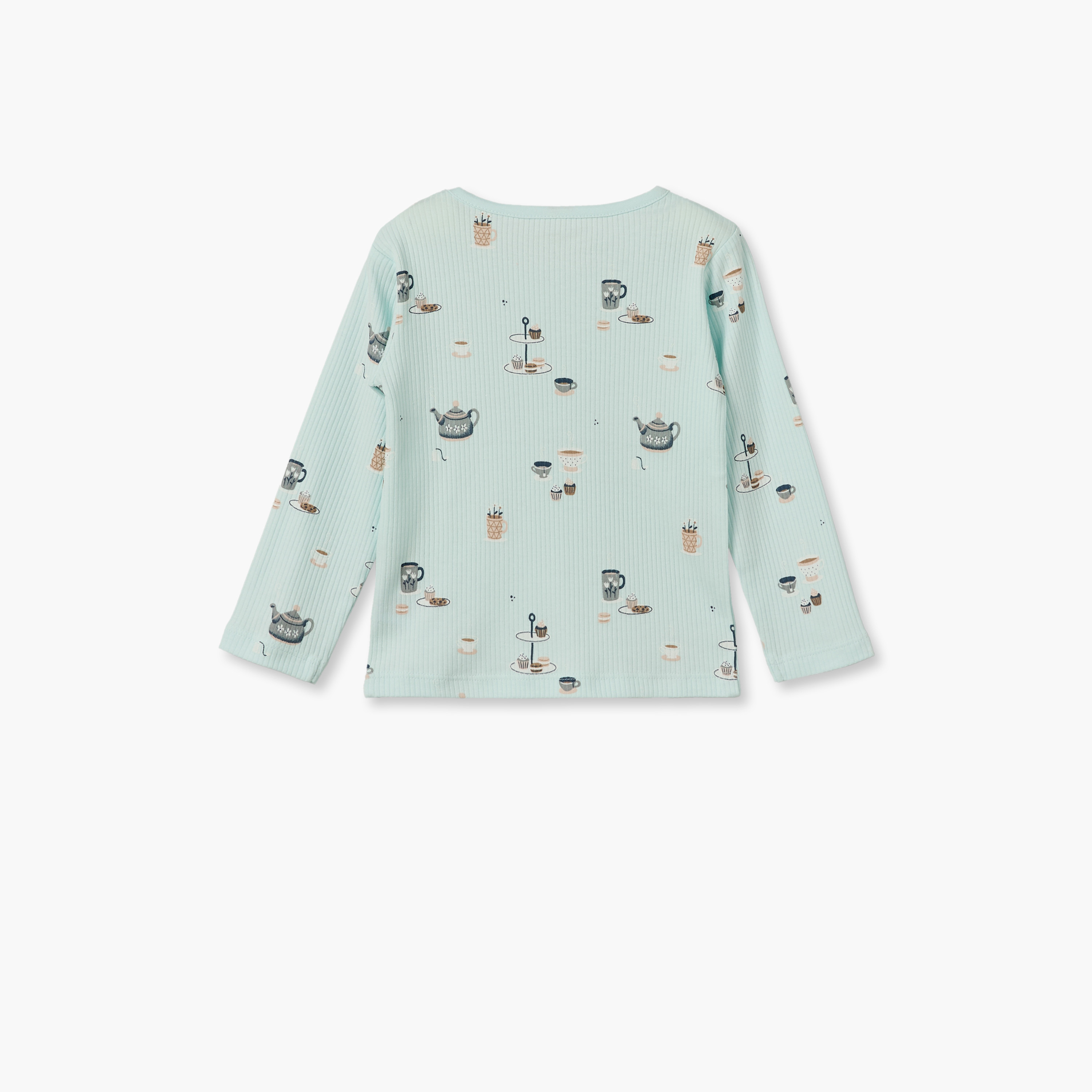 Juniors Cotton Crew Neck Long Sleeves Pyjama Set with Breakfast Print-baby-girls-clothing-nightwear-pyjamasets-image-4