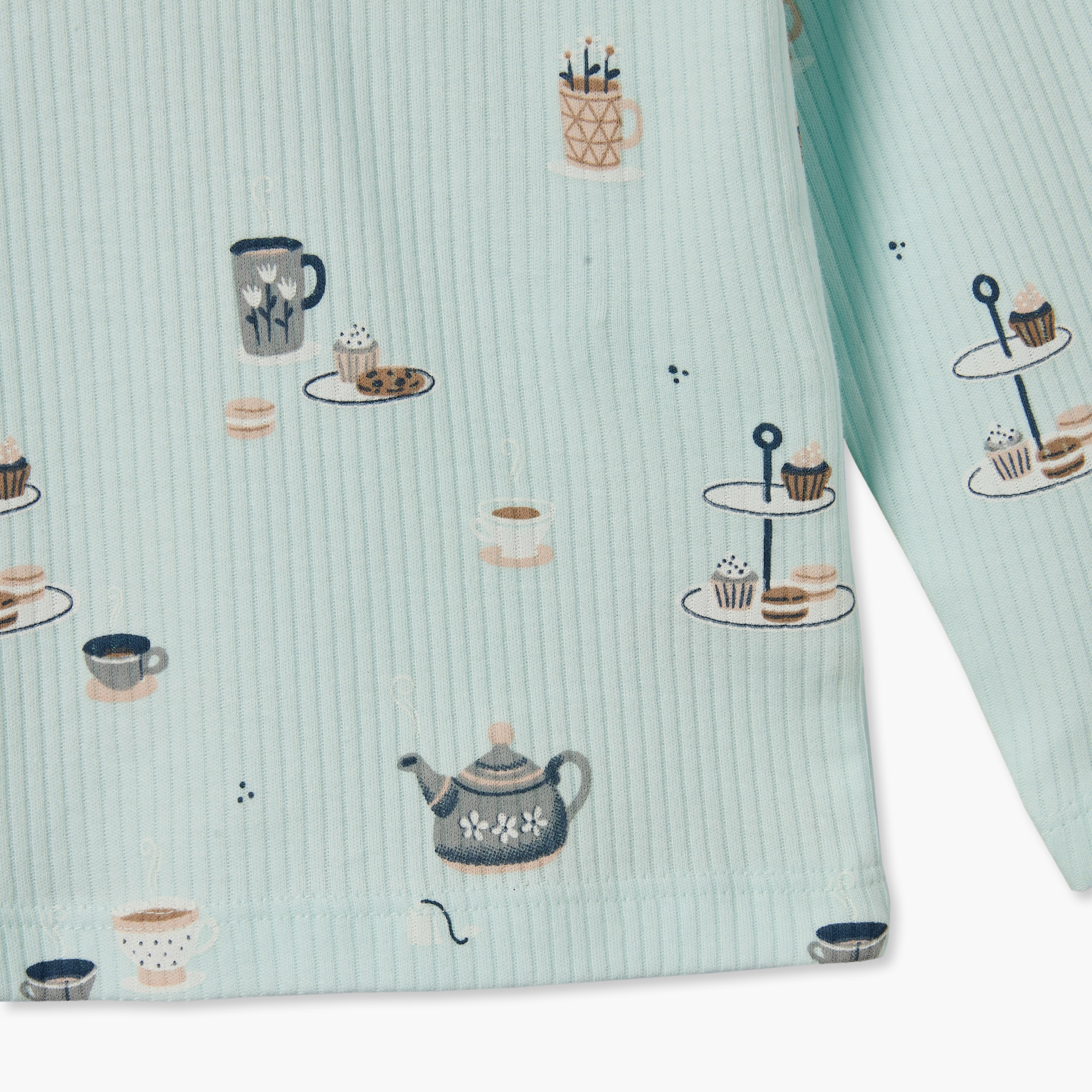 Juniors Cotton Crew Neck Long Sleeves Pyjama Set with Breakfast Print-baby-girls-clothing-nightwear-pyjamasets-image-7