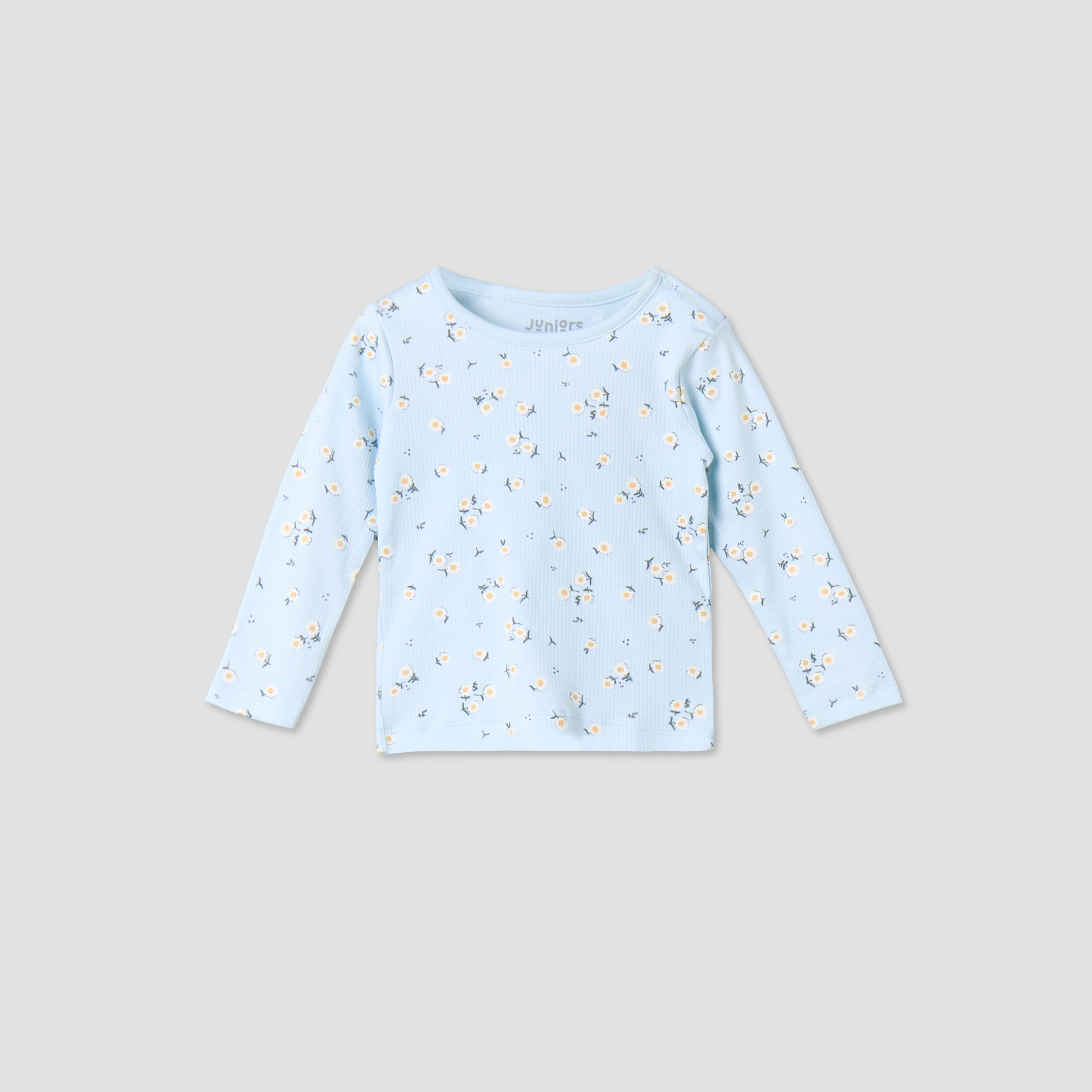 Juniors Cotton Round Neck Long Sleeves Pyjama Set with Floral Print-baby-girls-clothing-nightwear-pyjamasets-image-3