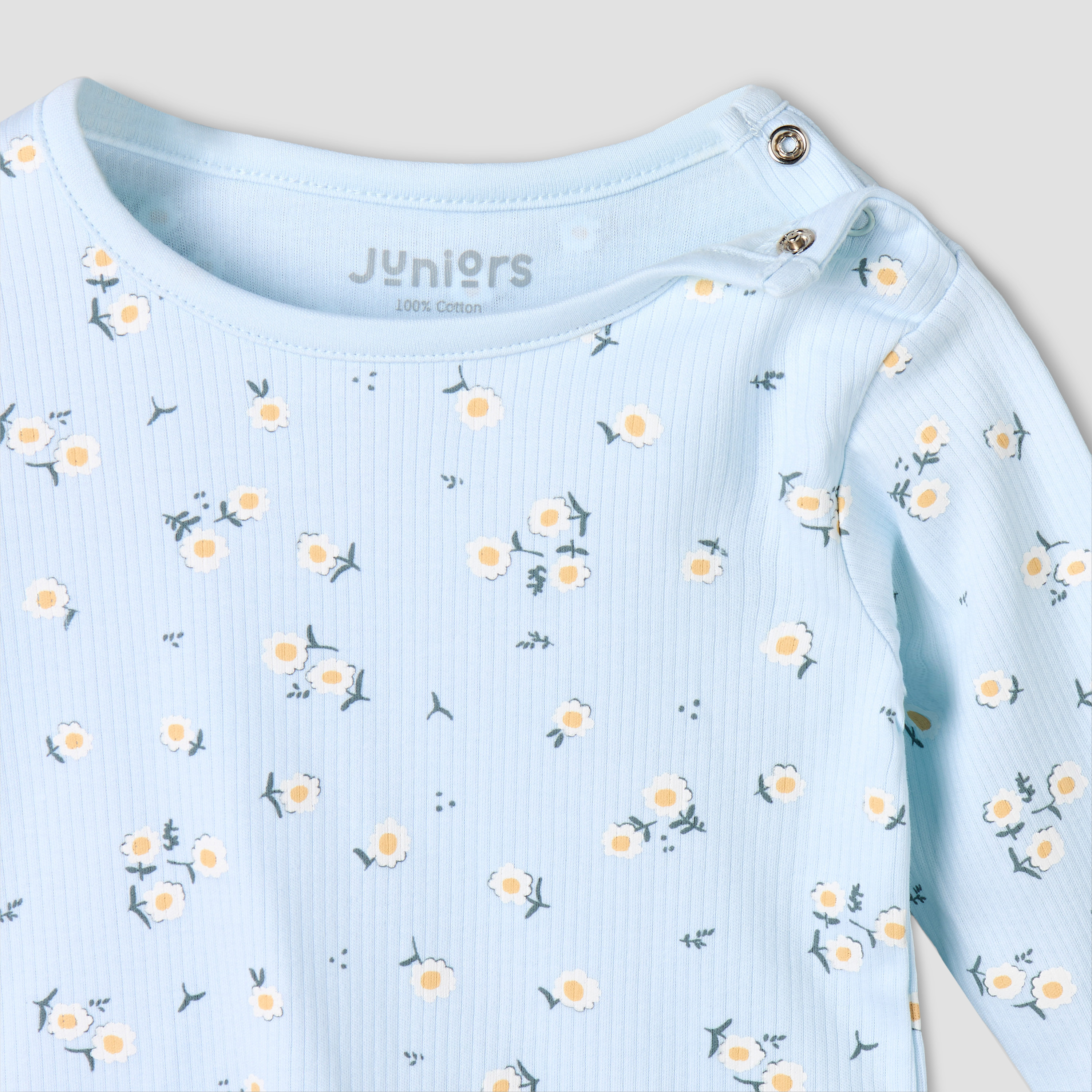 Juniors Cotton Round Neck Long Sleeves Pyjama Set with Floral Print-baby-girls-clothing-nightwear-pyjamasets-image-5