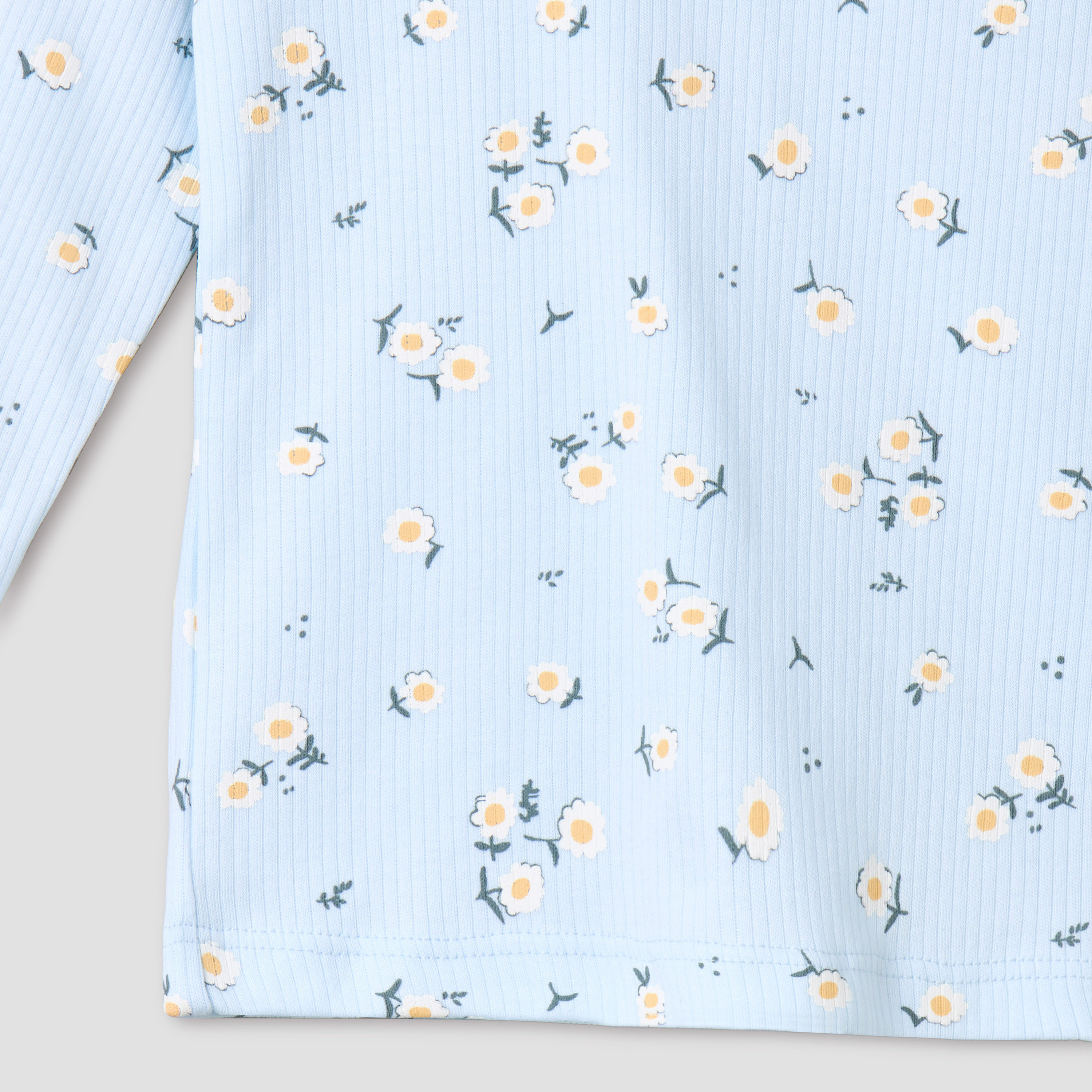 Juniors Cotton Round Neck Long Sleeves Pyjama Set with Floral Print-baby-girls-clothing-nightwear-pyjamasets-image-6