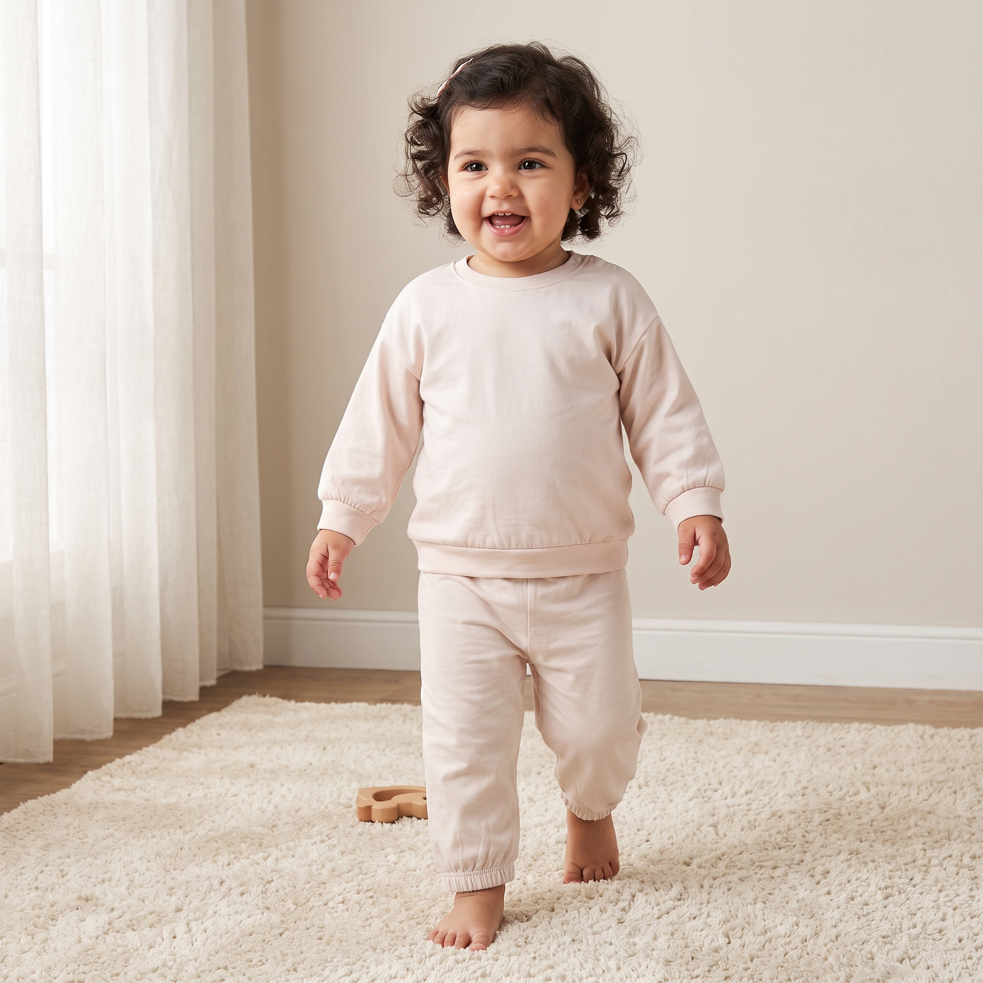 بيجاما قطن بأكمام طويلة ورقبة ضيقة وزر إغلاق كباس من جونيورز - عبوة من 3 أطقم-baby-girls-clothing-nightwear-pyjamasets-image-2