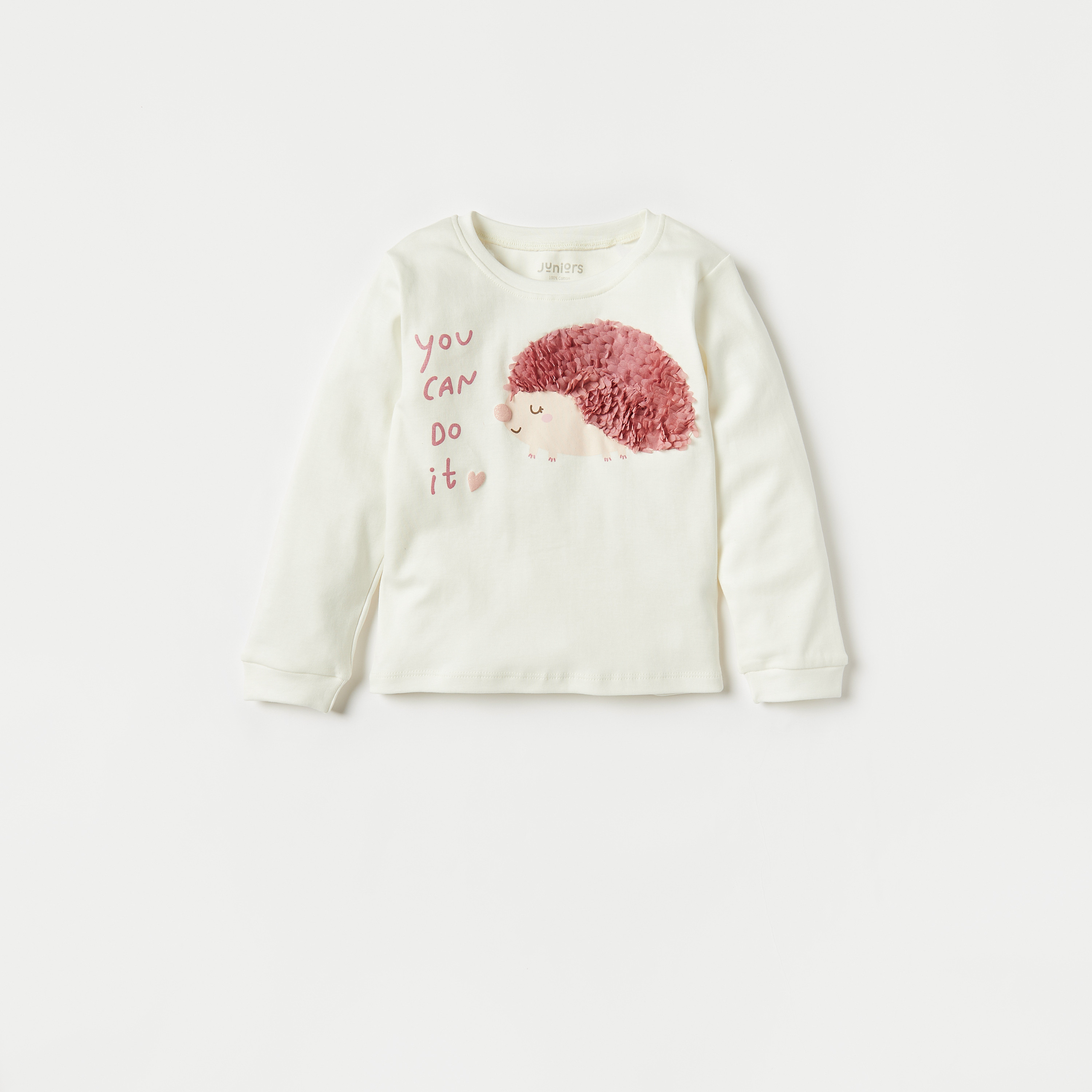 Juniors Hedgehog Applique Long Sleeves T-shirt and Pyjama Set-baby-girls-clothing-nightwear-pyjamasets-image-2