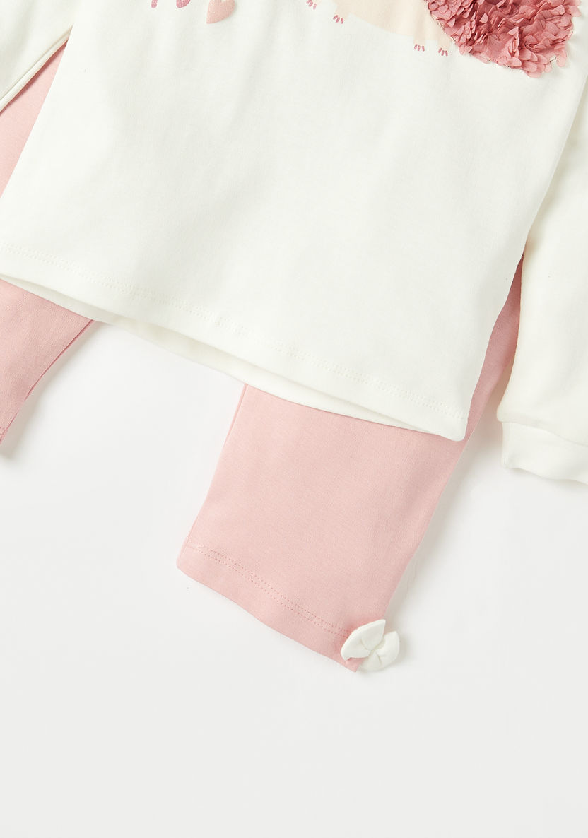 Juniors Hedgehog Applique Long Sleeves T-shirt and Pyjama Set-Pyjama Sets-image-4