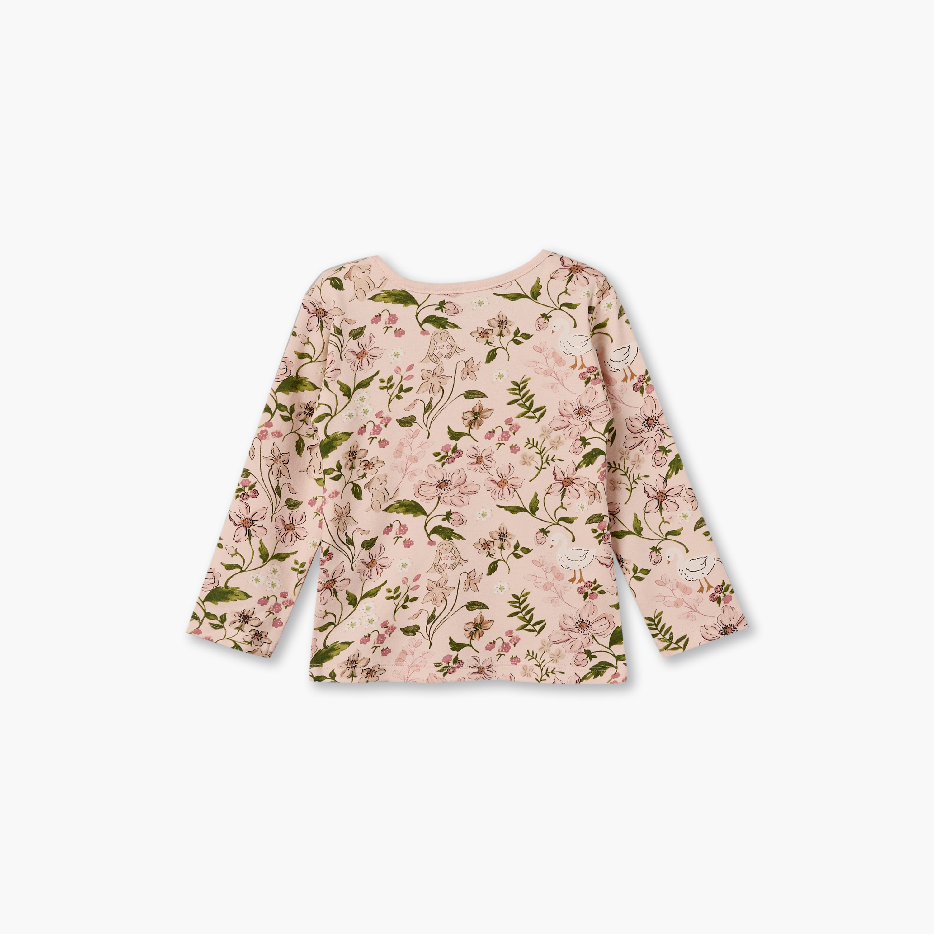 Juniors Cotton Crew Neck Long Sleeves Pyjama Set with Floral Print-baby-girls-clothing-nightwear-pyjamasets-image-4