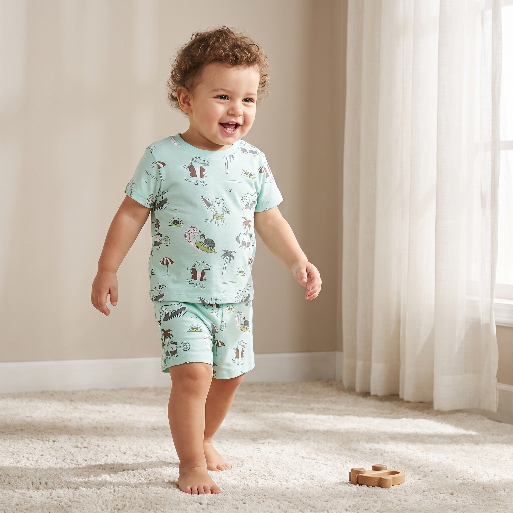 طقم شورت وتيشيرت بياقة ضيقة وأكمام قصيرة وطبعات من جونيورز - عبوة من طقمين-baby-boys-clothing-setsandcoords-image-2