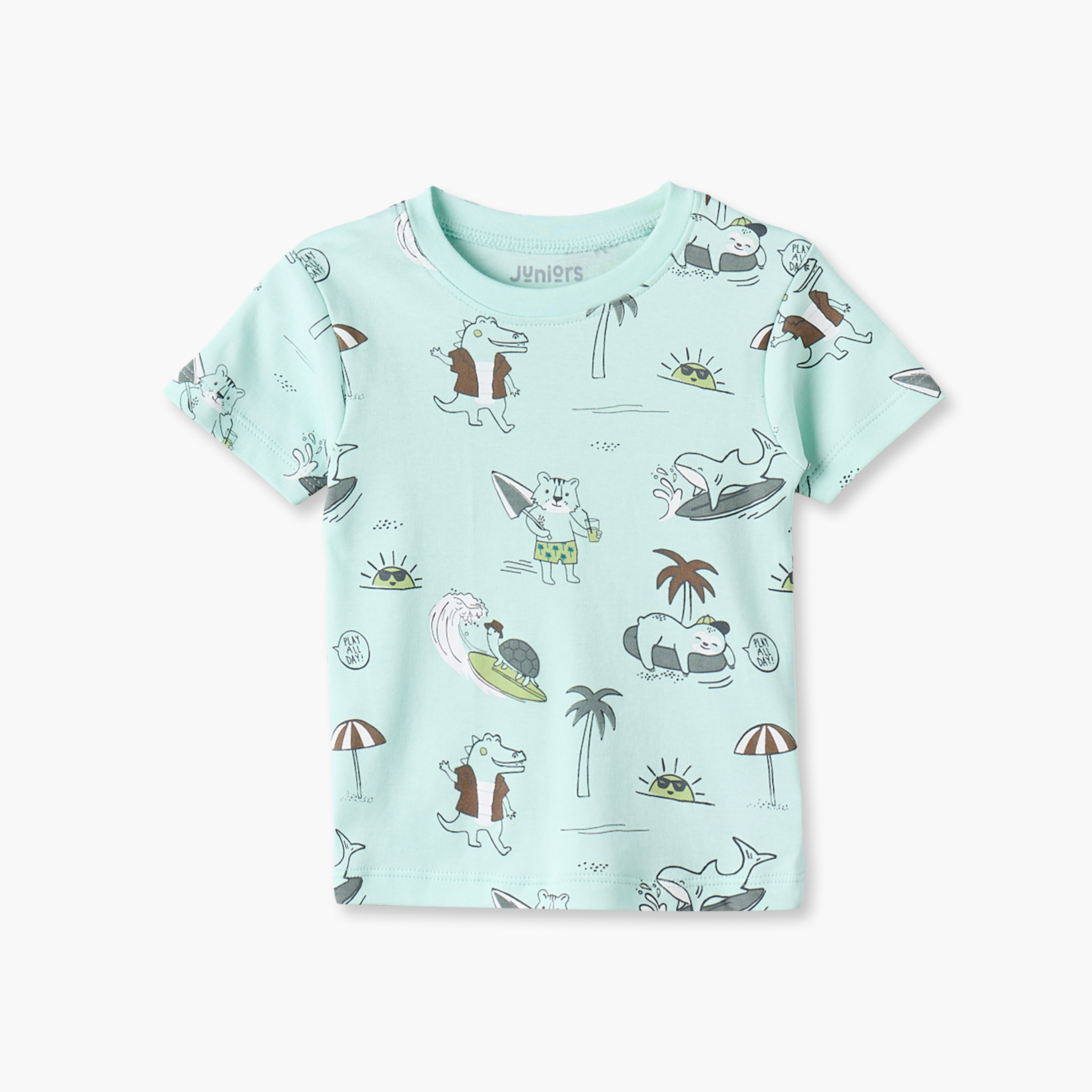 طقم شورت وتيشيرت بياقة ضيقة وأكمام قصيرة وطبعات من جونيورز - عبوة من طقمين-baby-boys-clothing-setsandcoords-image-3