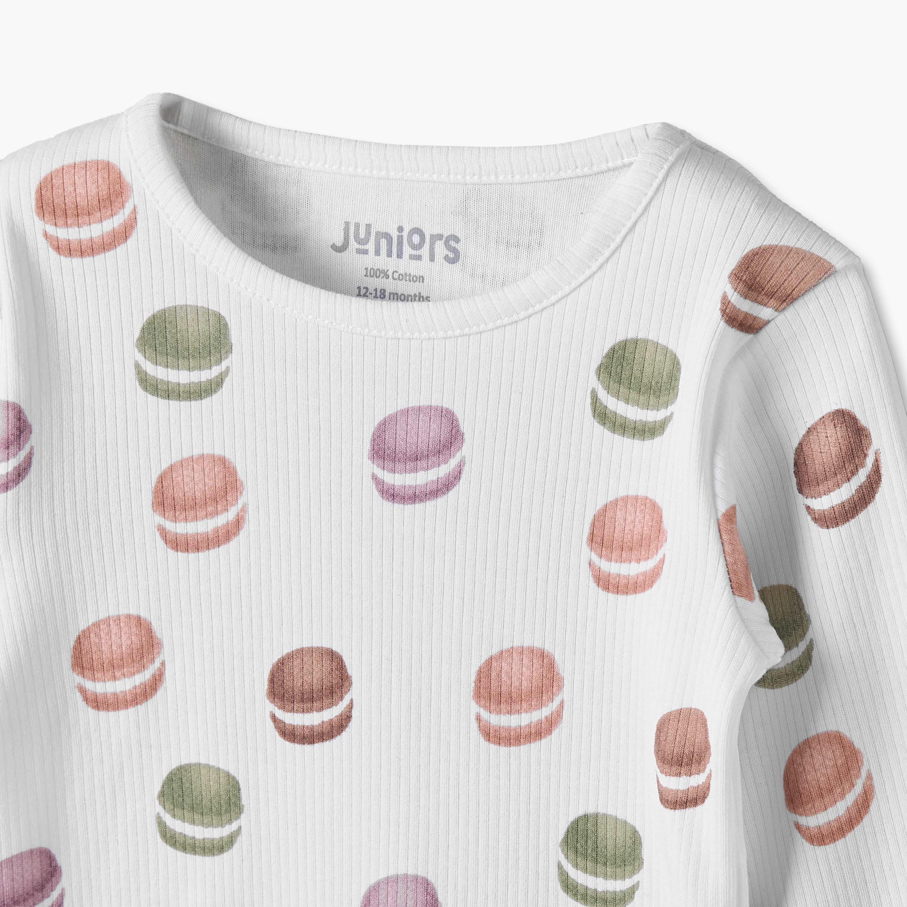 Juniors Cotton Crew Neck Long Sleeves Pyjama Set with Macaron Print-promo_babyshop_Buy3for7.9_KWT030926-image-7