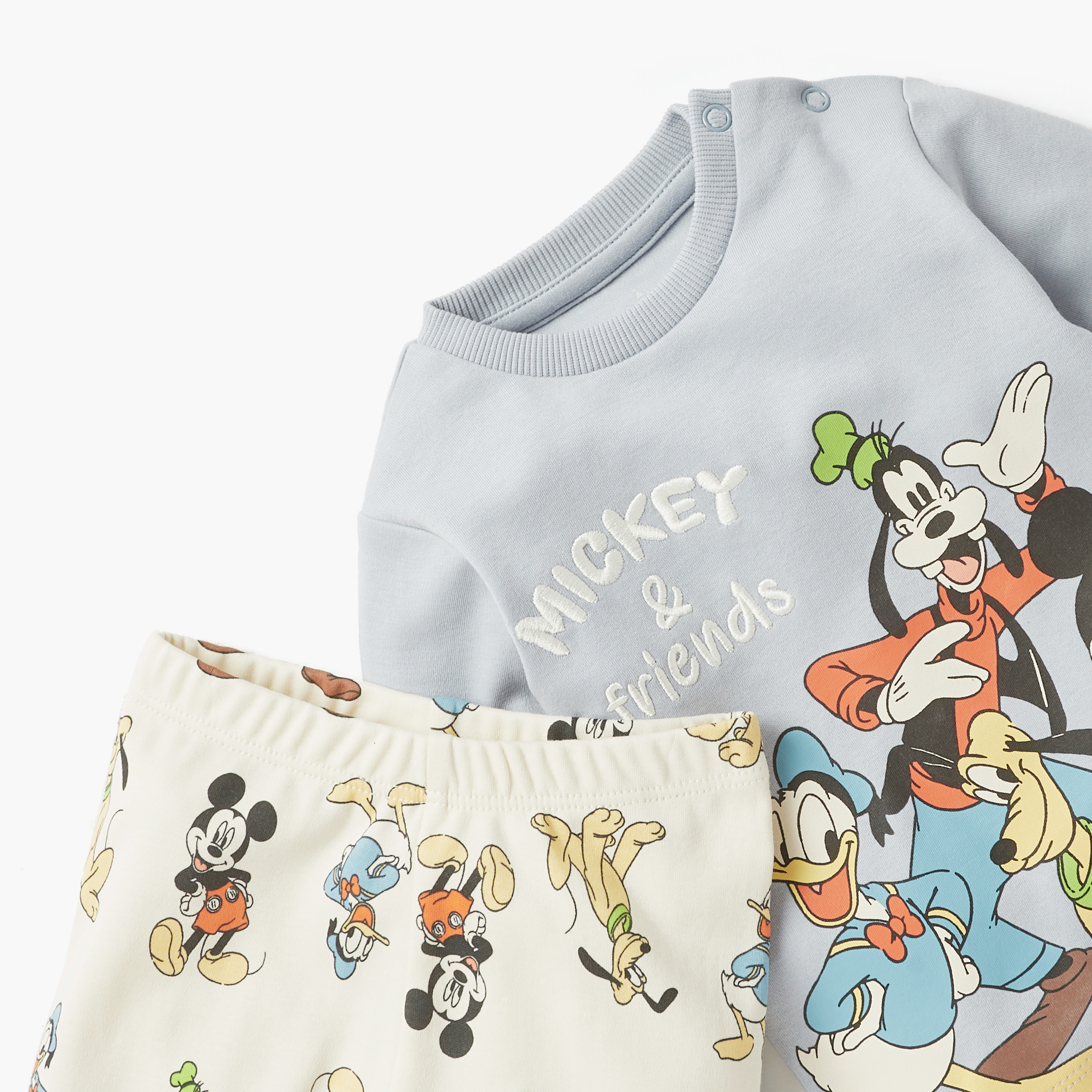 Disney Mickey and Friends Print T-shirt and Pyjama Set-baby-boys-clothing-nightwear-pyjamasets-image-4