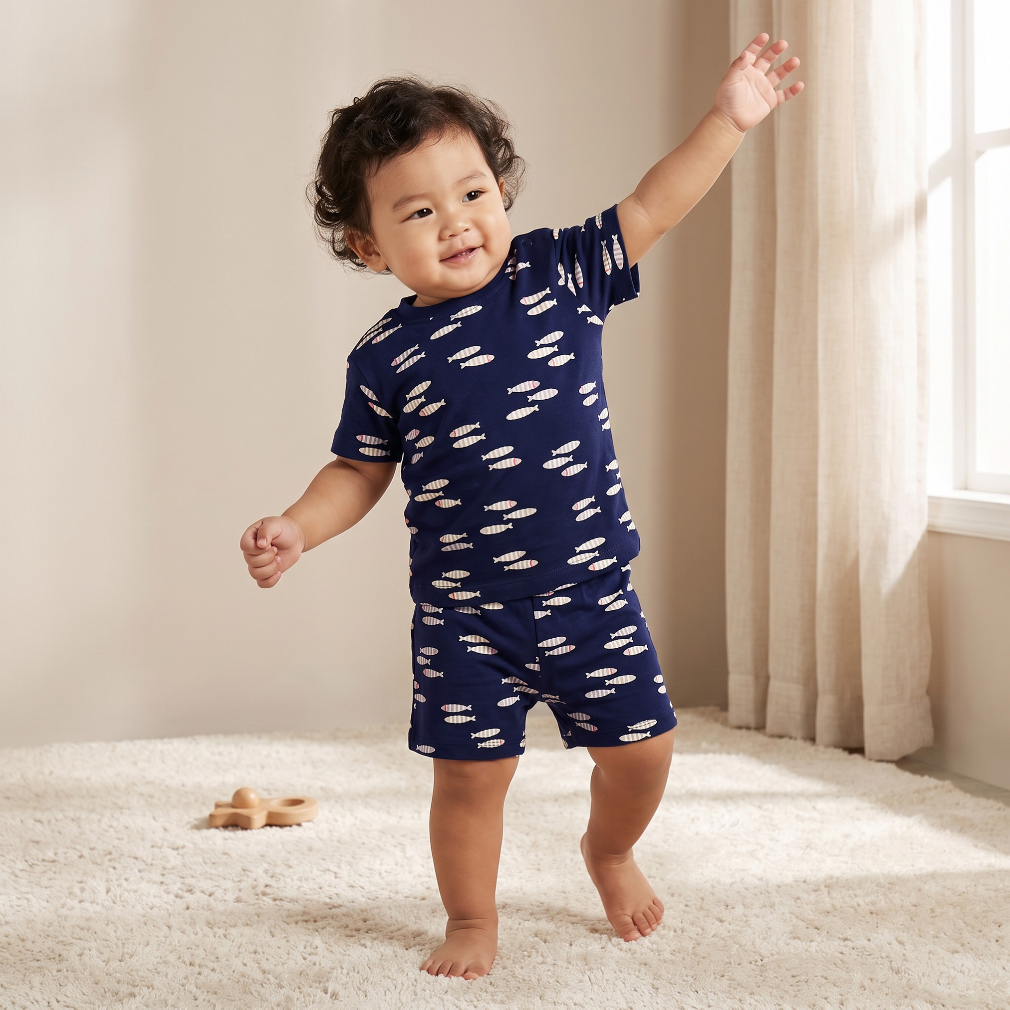 طقم شورت وتيشيرت بياقة ضيقة وأكمام قصيرة وطبعات متنوعة من جونيورز - عبوة من طقمين-baby-boys-clothing-setsandcoords-image-2