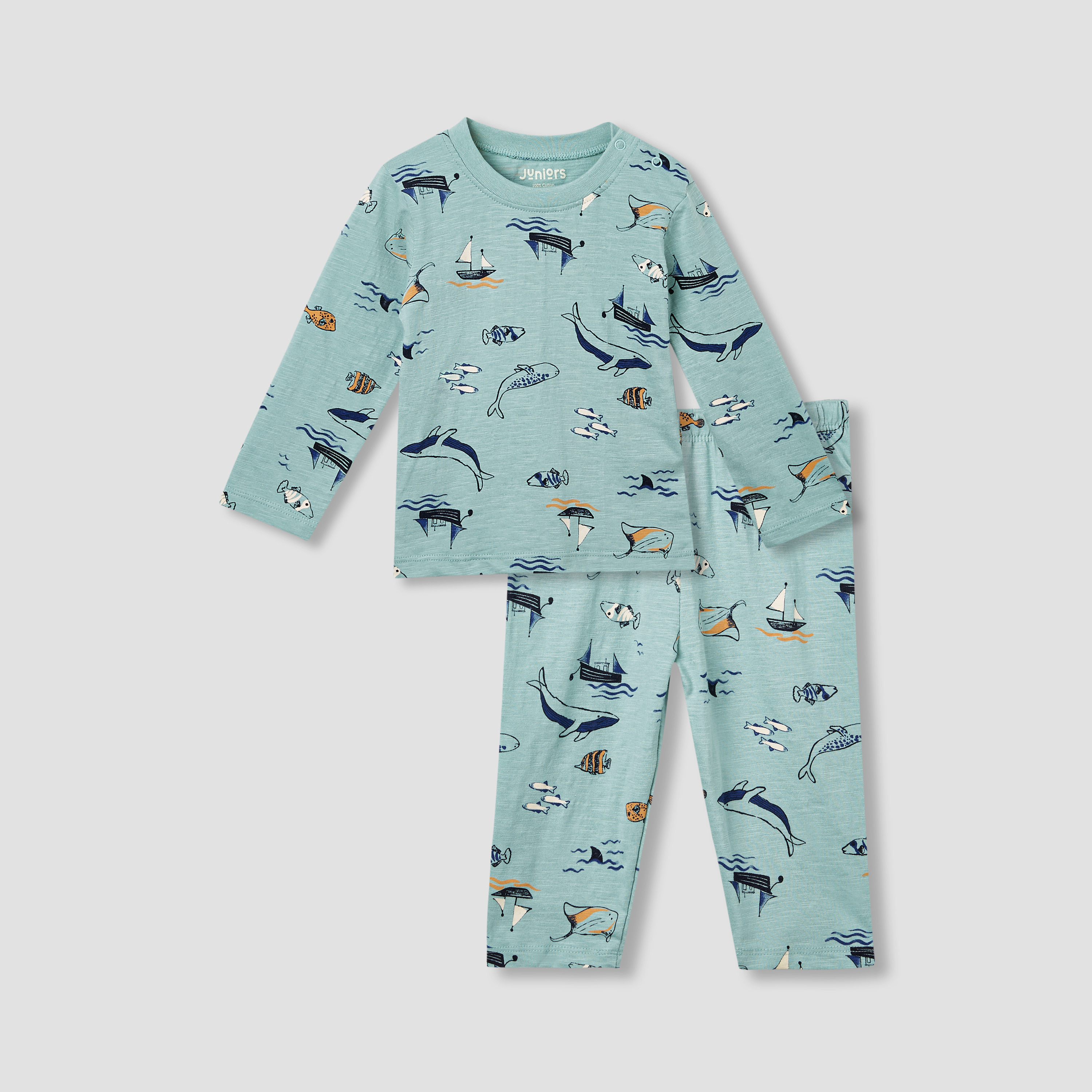 Juniors Pyjama Set with Bear Print - Cotton - Long Sleeves - Crew Neck-baby-boys-clothing-nightwear-pyjamasets-image-1