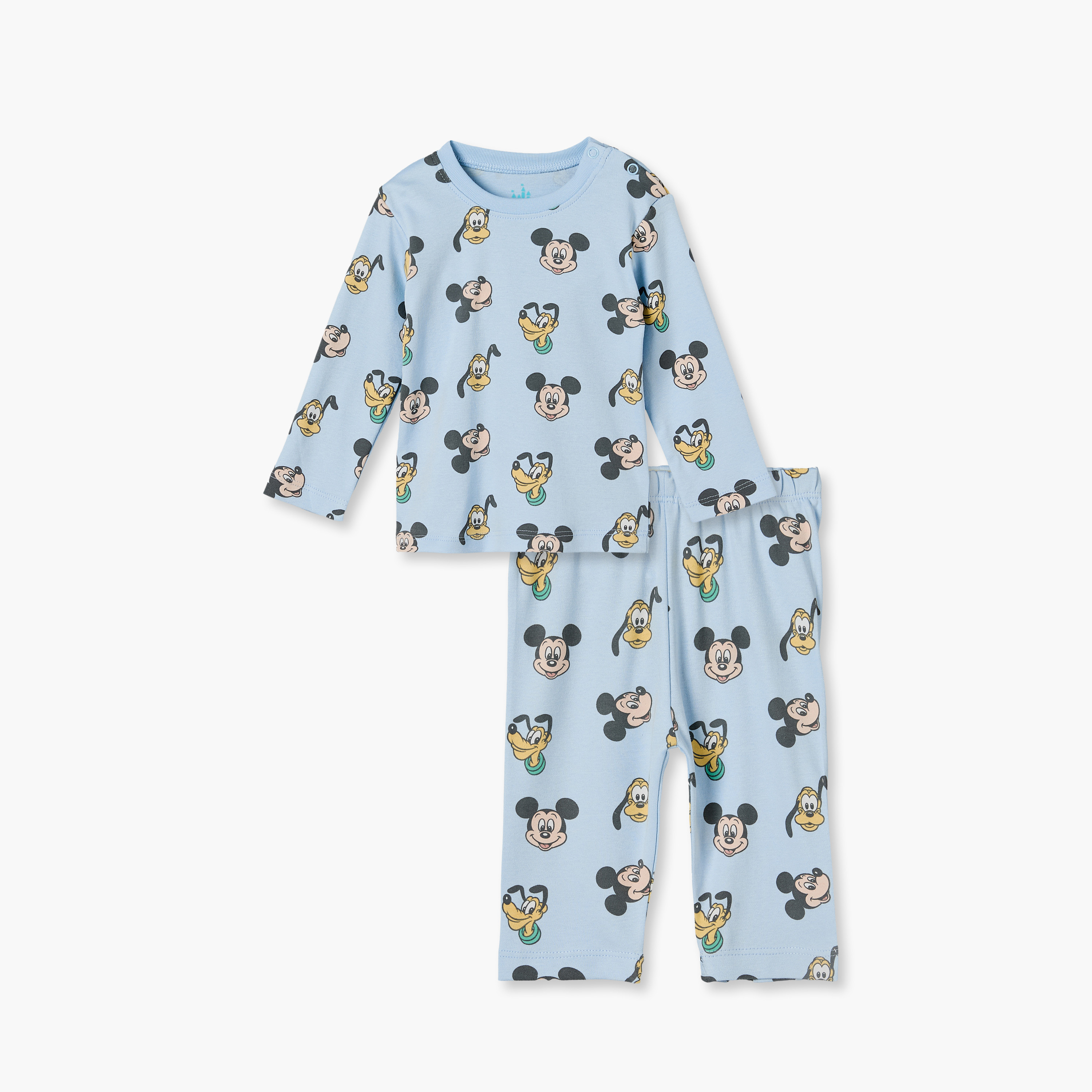 طقم بيجاما قطن بطبعات ميكي ماوس وياقة ضيقة وأكمام طويلة من ديزني-baby-boys-clothing-nightwear-pyjamasets-image-2