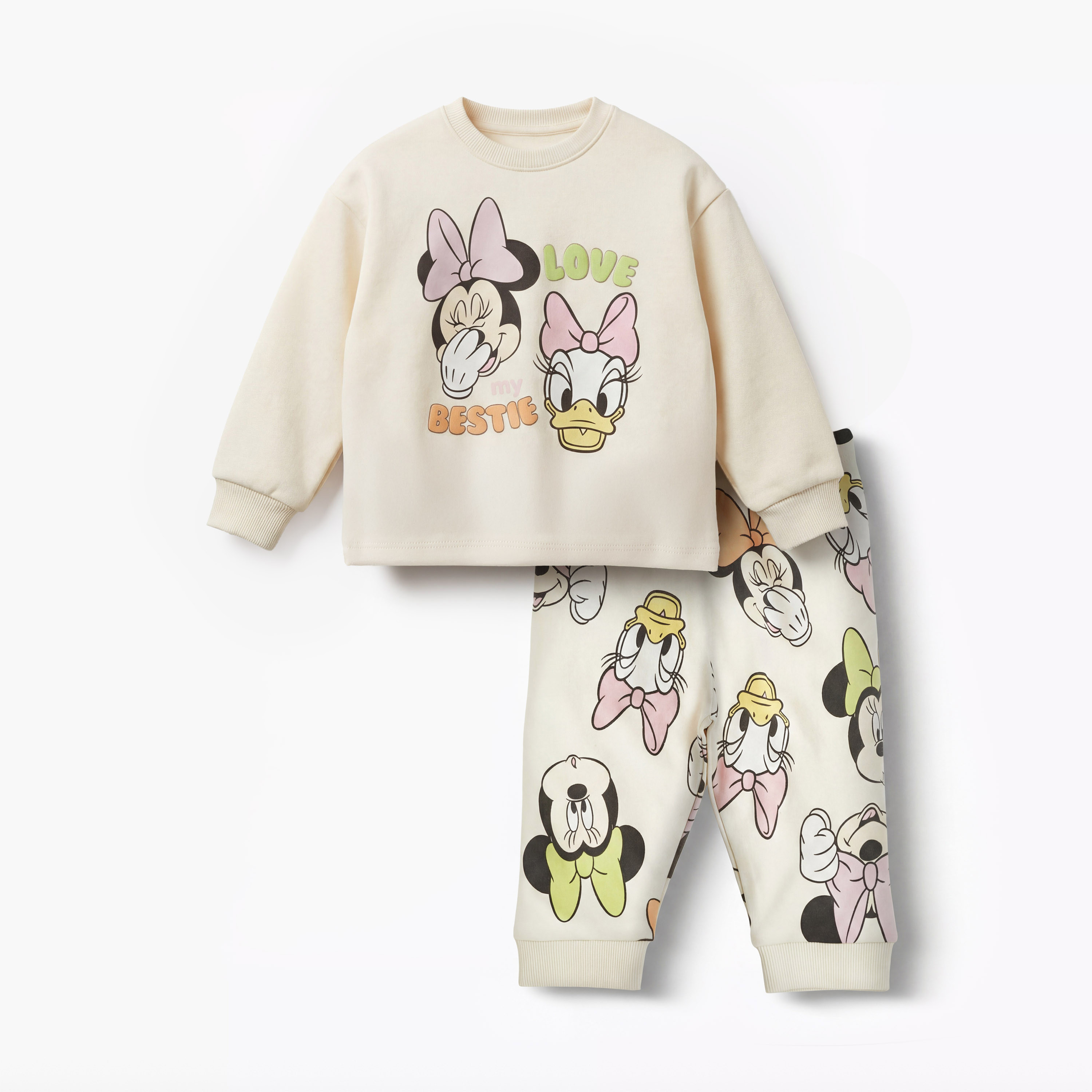 Disney Minnie Mouse and Daisy Duck Print T-shirt and Pyjama Set-baby-girls-clothing-nightwear-pyjamasets-image-2