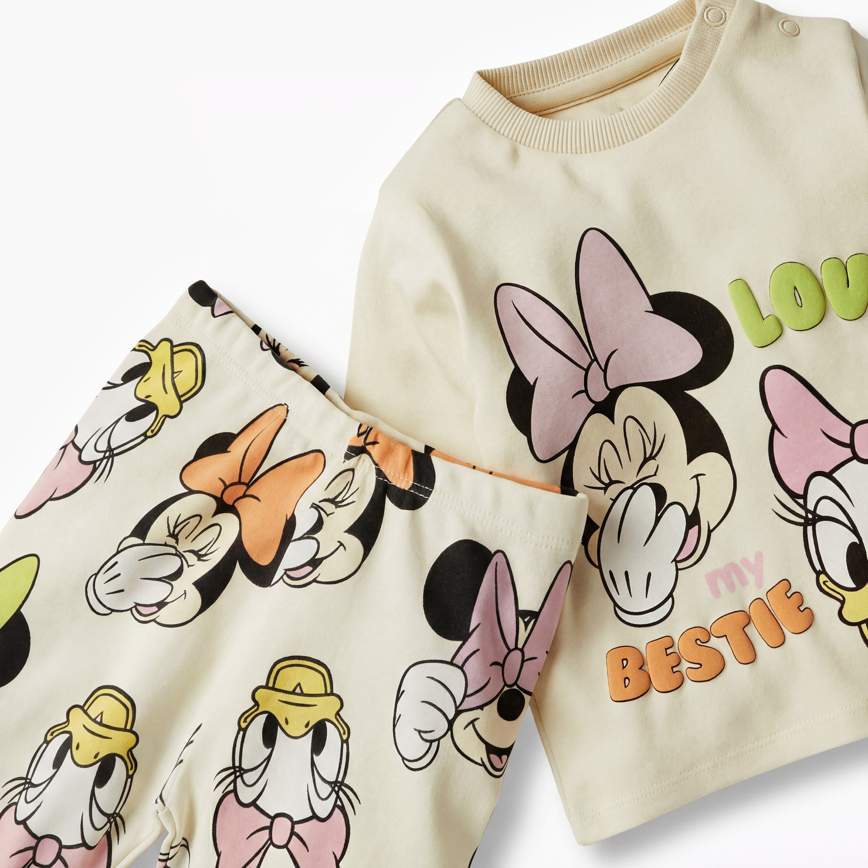 Disney Minnie Mouse and Daisy Duck Print T-shirt and Pyjama Set-baby-girls-clothing-nightwear-pyjamasets-image-5