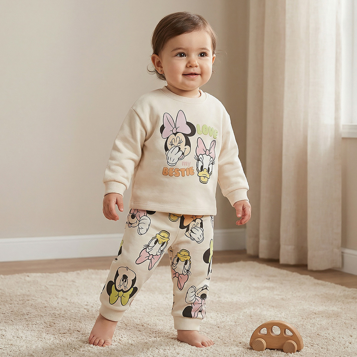 Disney Minnie Mouse and Daisy Duck Print T-shirt and Pyjama Set-baby-girls-clothing-nightwear-pyjamasets-image-1