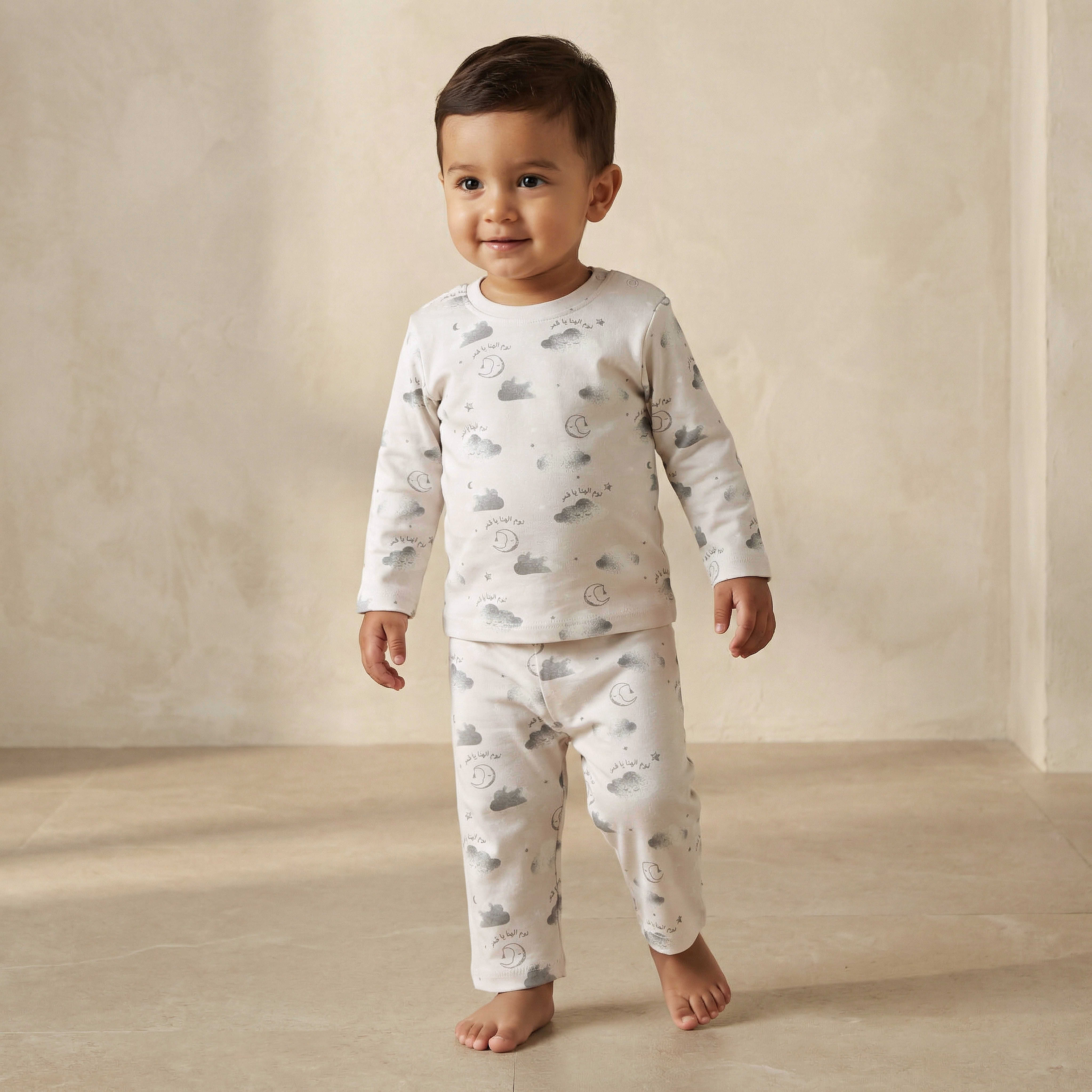 Juniors Cotton Round Neck Long Sleeves Pyjama Set with Arabic Alphabet Print-baby-girls-clothing-nightwear-pyjamasets-image-1