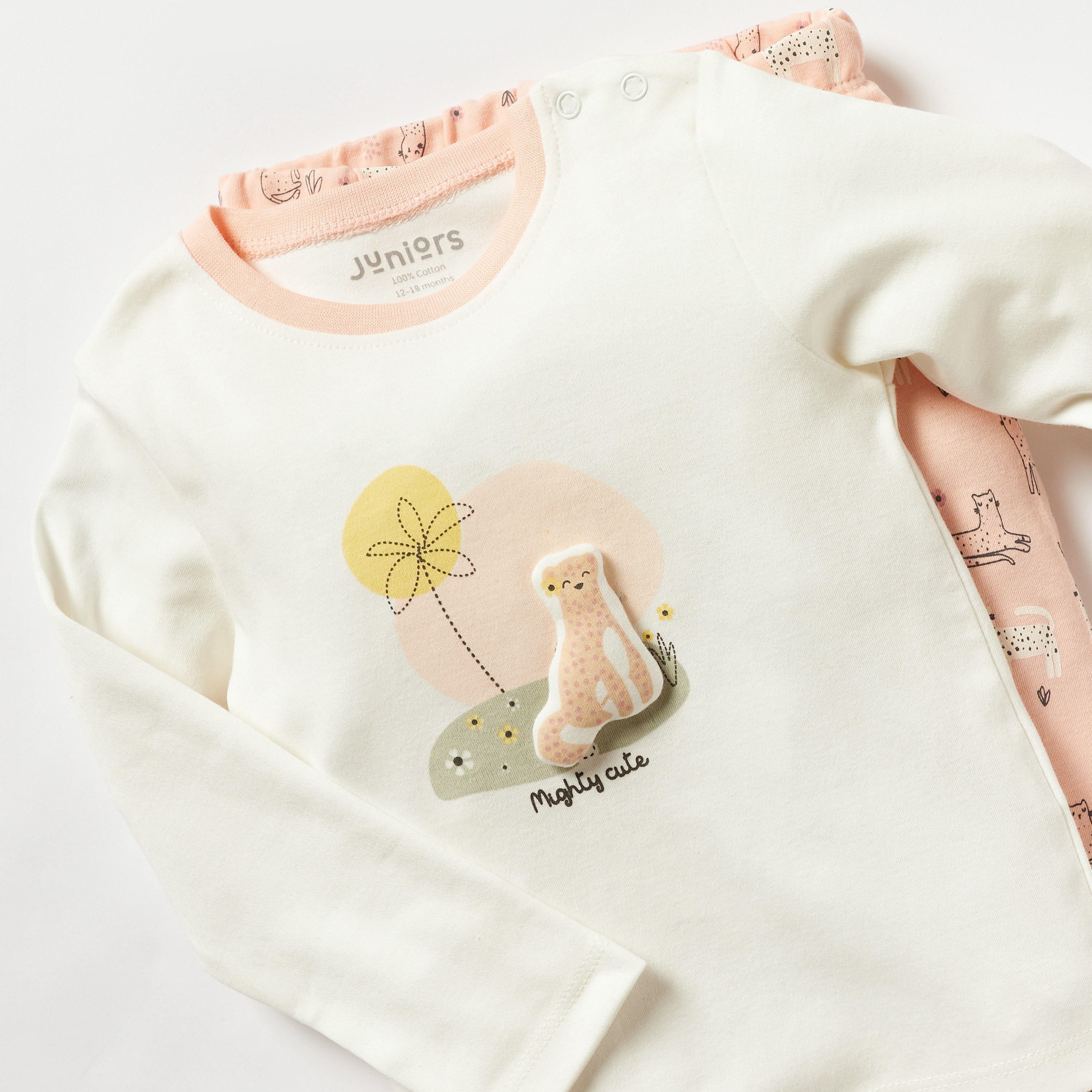 Juniors Leopard Print Long Sleeves T-shirt and Pyjama Set-baby-girls-clothing-nightwear-pyjamasets-image-5