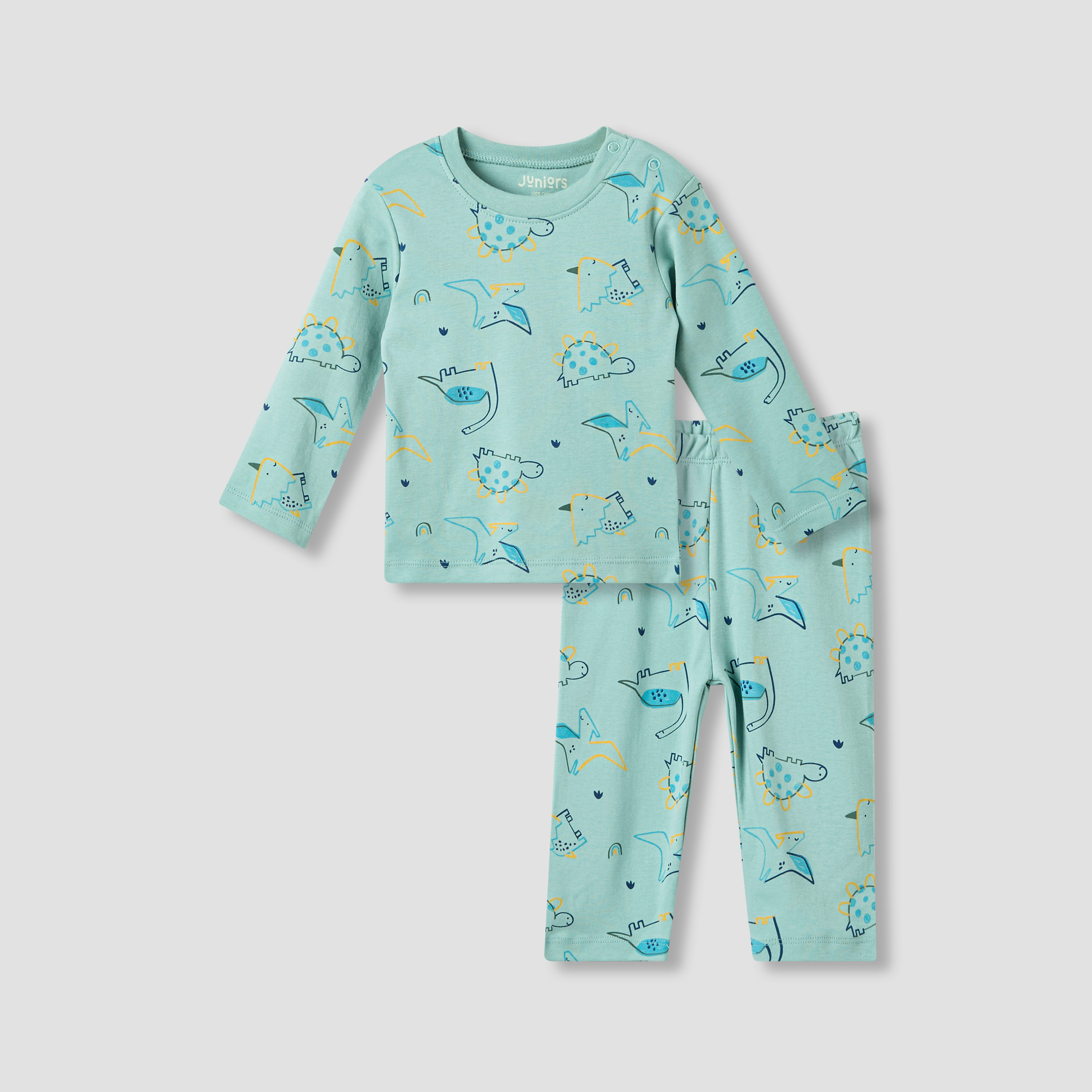 Juniors Dinosaur Print T-shirt and Pyjama Set-baby-boys-clothing-nightwear-pyjamasets-image-1