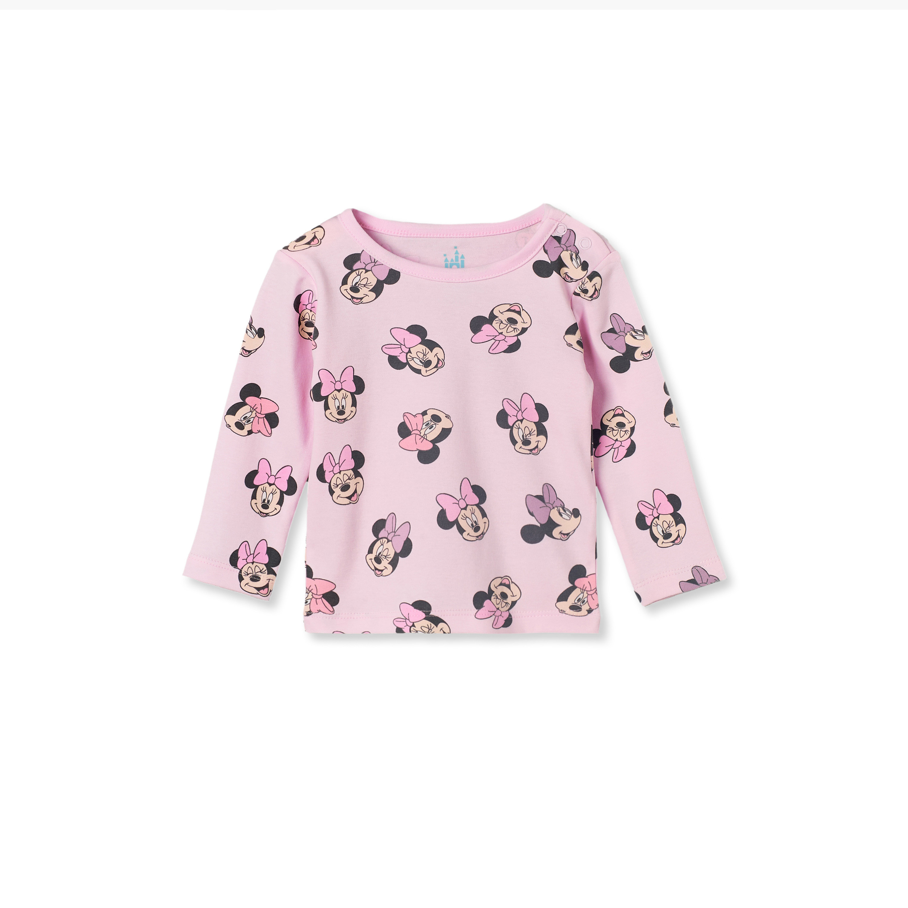 طقم بيجاما قطن بياقة ضيقة وأكمام طويلة بطبعات ميني ماوس من ديزني-baby-girls-clothing-nightwear-pyjamasets-image-3