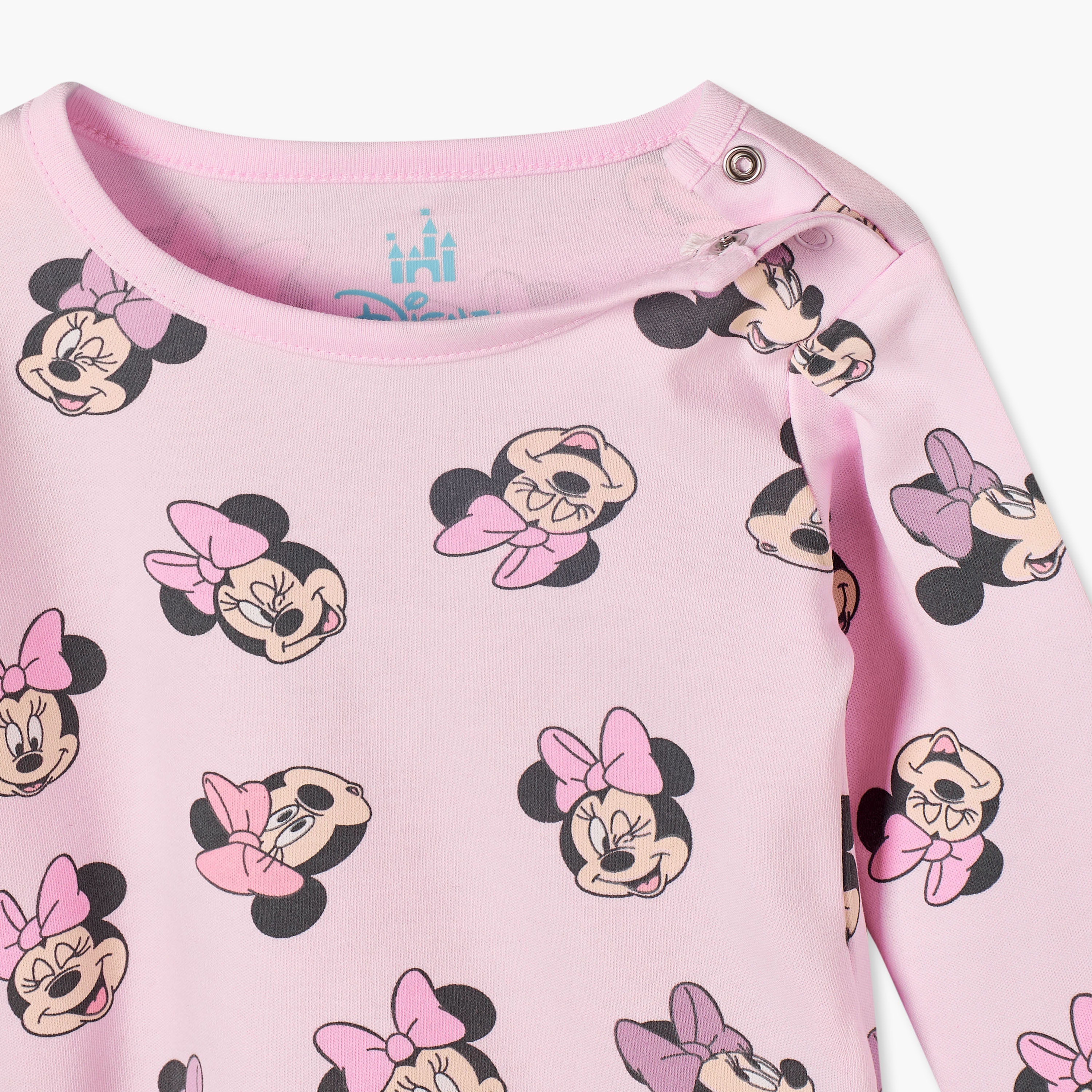 طقم بيجاما قطن بياقة ضيقة وأكمام طويلة بطبعات ميني ماوس من ديزني-baby-girls-clothing-nightwear-pyjamasets-image-7