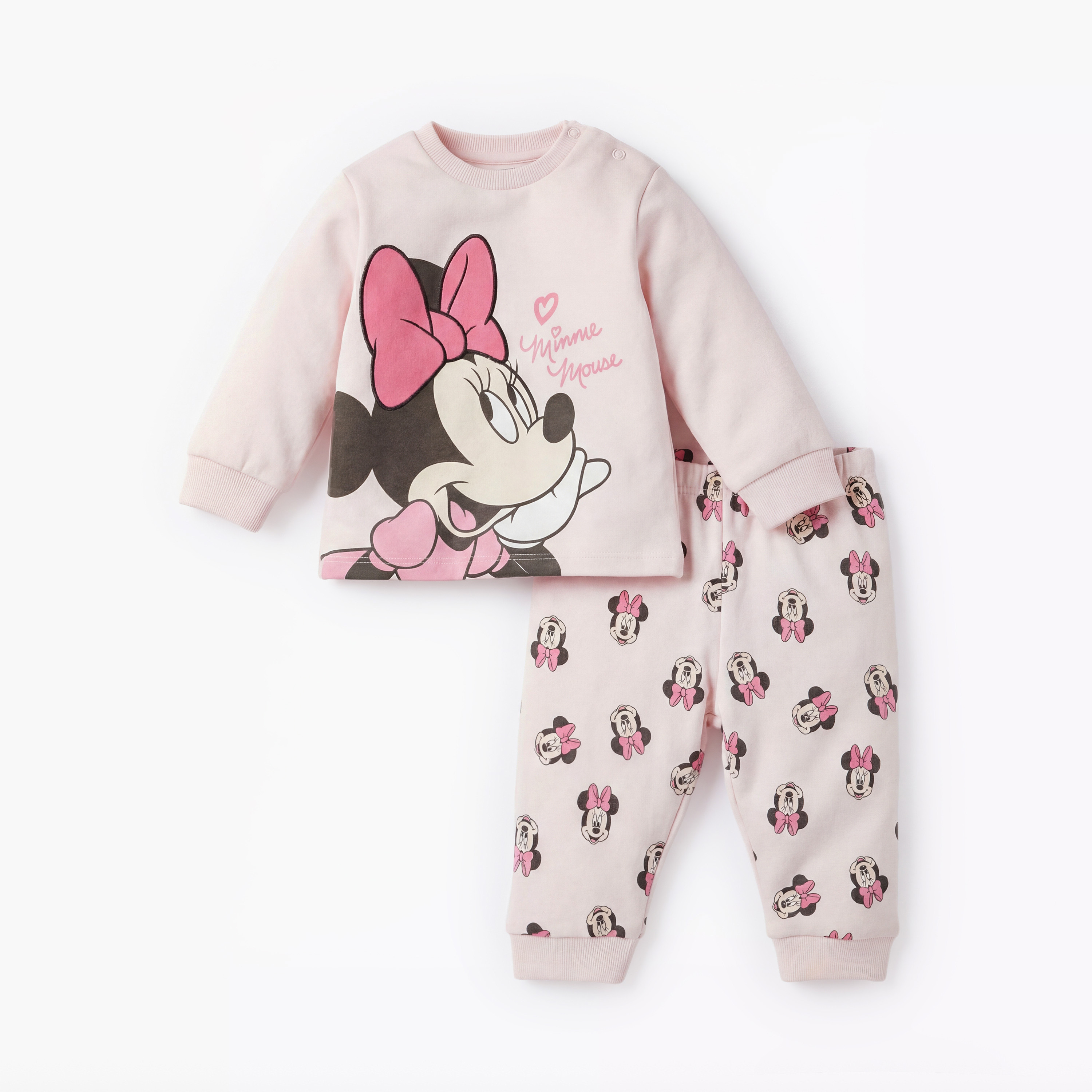 Disney Minnie Mouse Print T-shirt and Pyjama Set-baby-girls-clothing-nightwear-pyjamasets-image-1