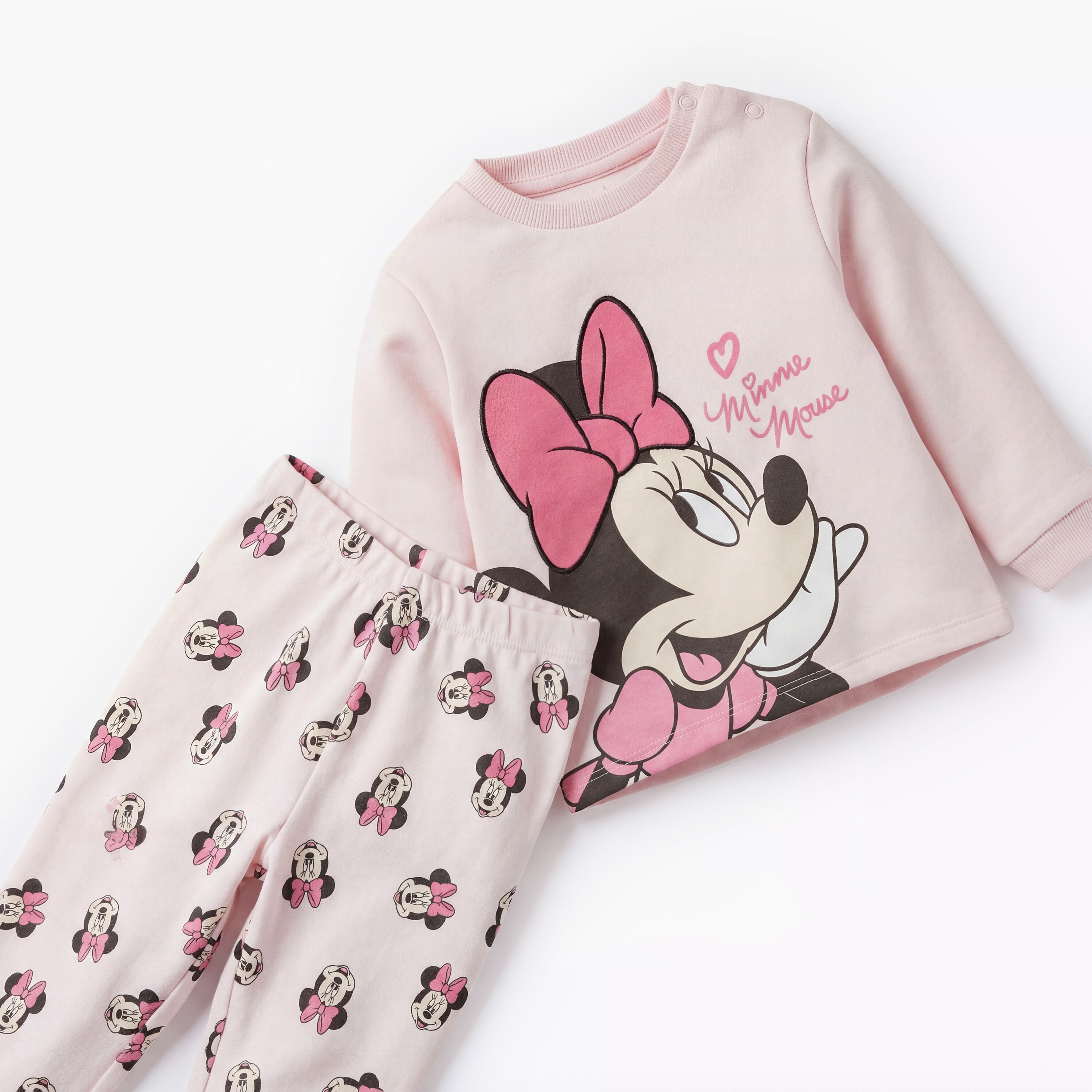 Disney Minnie Mouse Print T-shirt and Pyjama Set-baby-girls-clothing-nightwear-pyjamasets-image-4