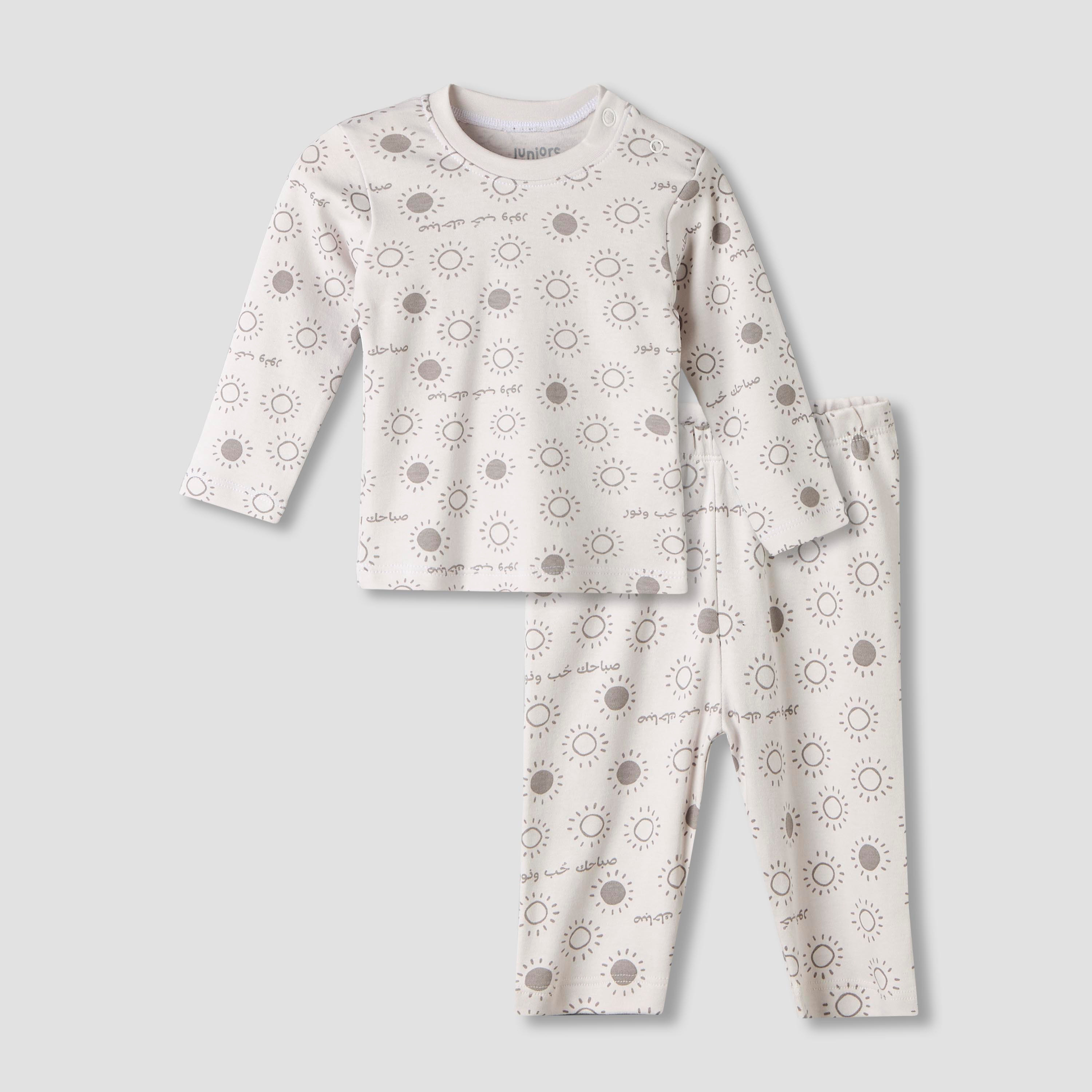 Juniors Cotton Round Neck Long Sleeves Pyjama Set with Arabic Alphabet Print-baby-girls-clothing-nightwear-pyjamasets-image-2