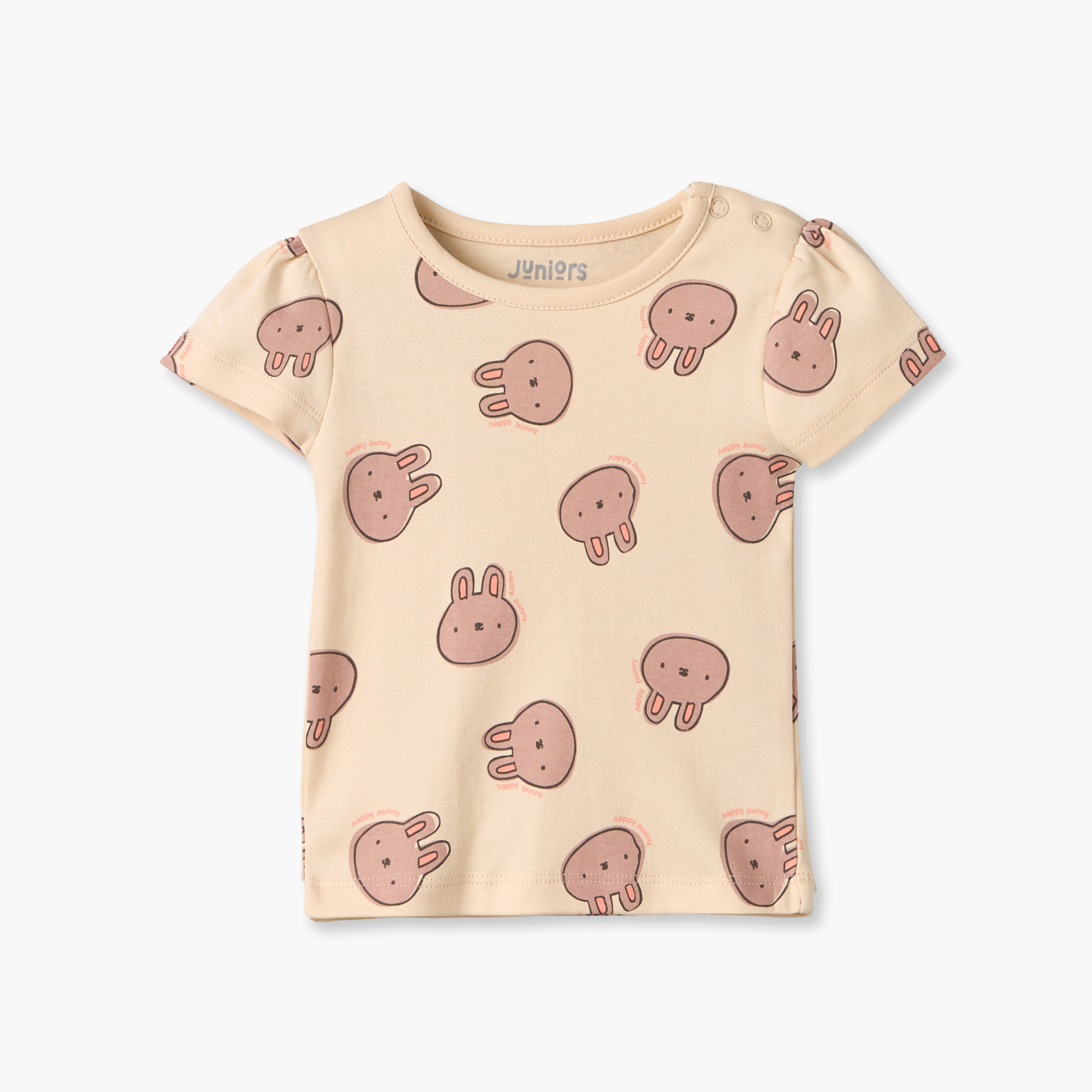 Pack of 2 Juniors Crew Neck Short Sleeves T-shirt with Shorts Set with Bunny Print-baby-girls-clothing-setsandcoords-image-7