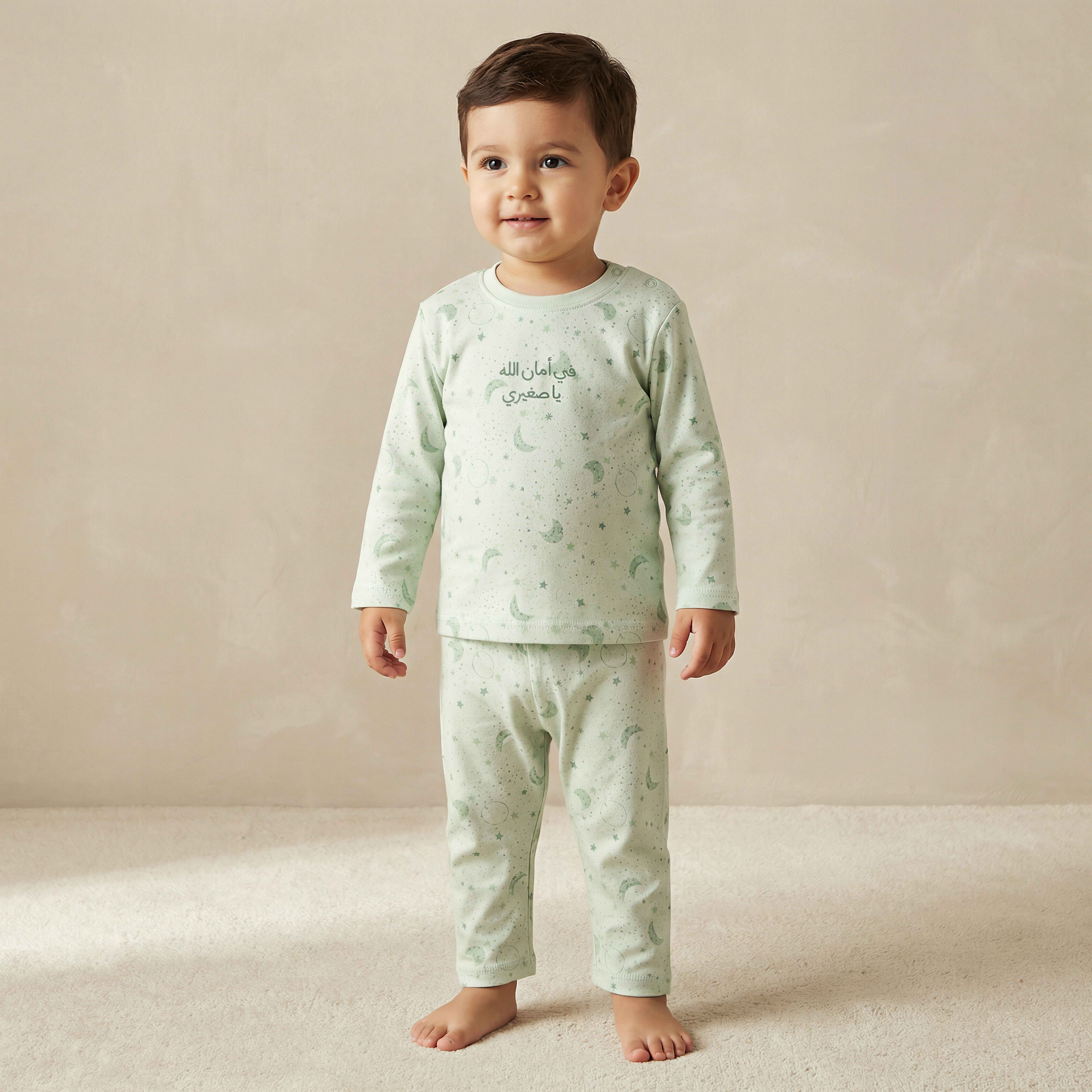 Juniors Cotton Round Neck Long Sleeves Pyjama Set with Star and Moon Print-baby-boys-clothing-nightwear-pyjamasets-image-1