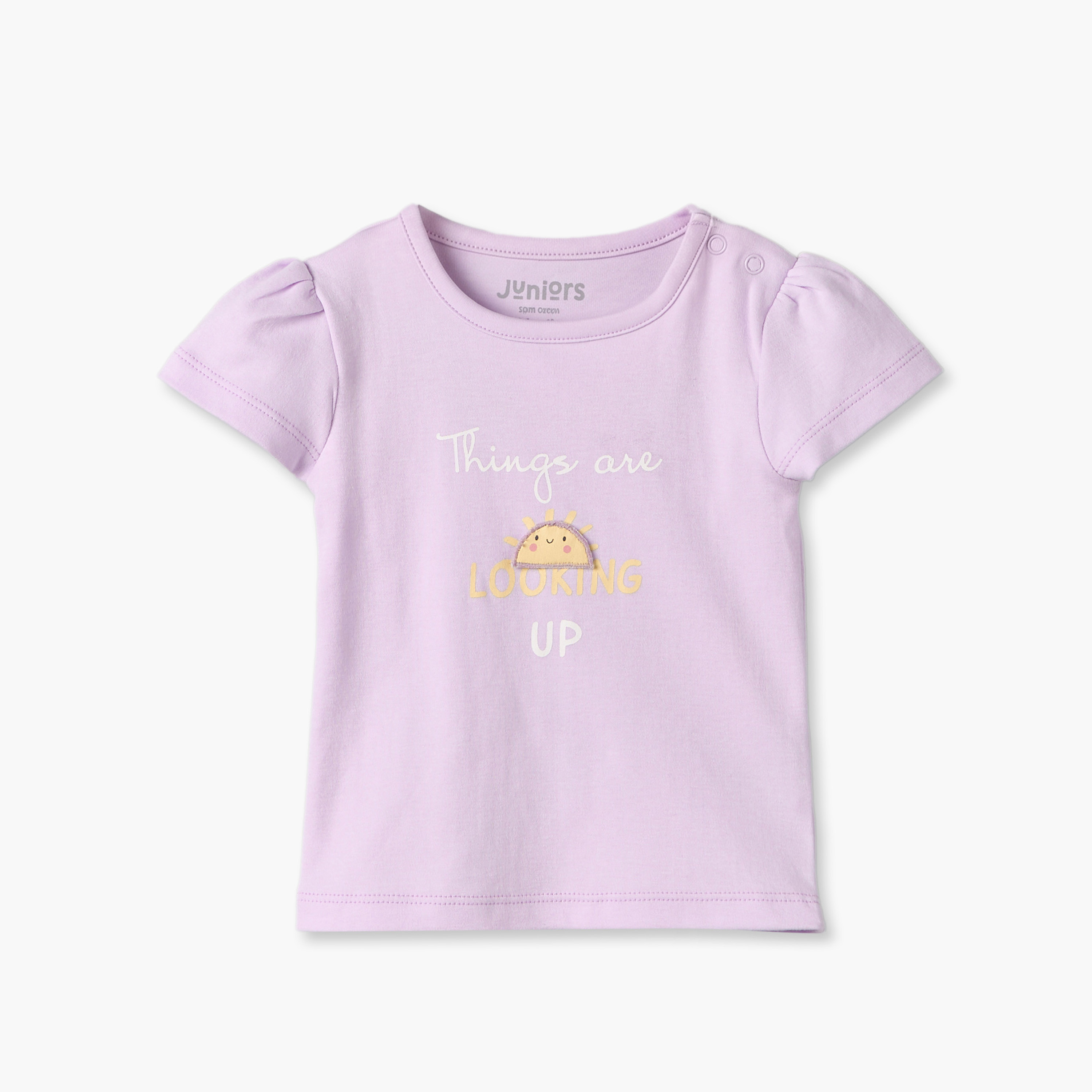 Pack of 2 Juniors Crew Neck Short Sleeves T-shirt with Shorts Set with Fun Print-baby-girls-clothing-setsandcoords-image-3