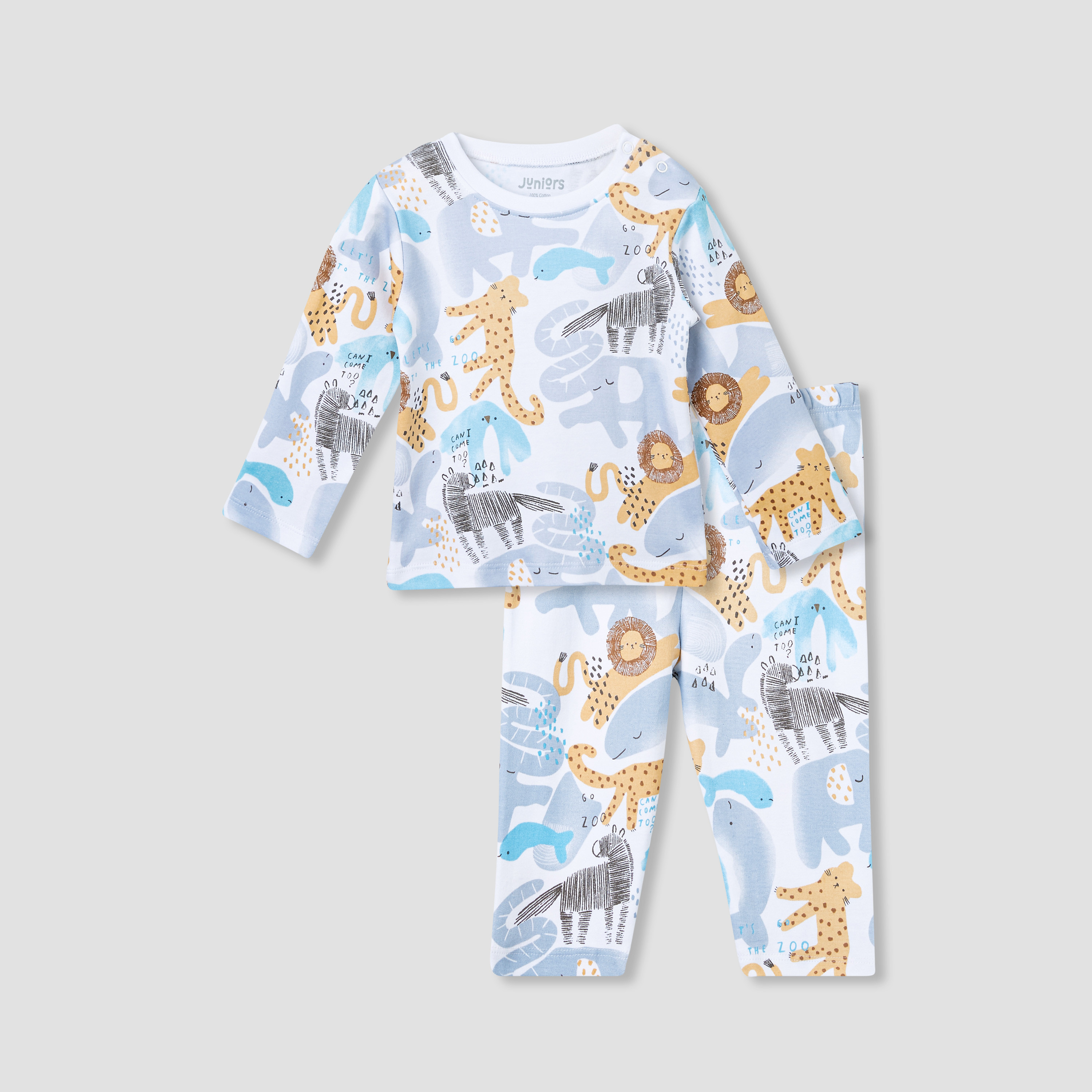 Juniors Pyjama Set with Bear Print - Cotton - Long Sleeves - Round Neck-baby-boys-clothing-nightwear-pyjamasets-image-1