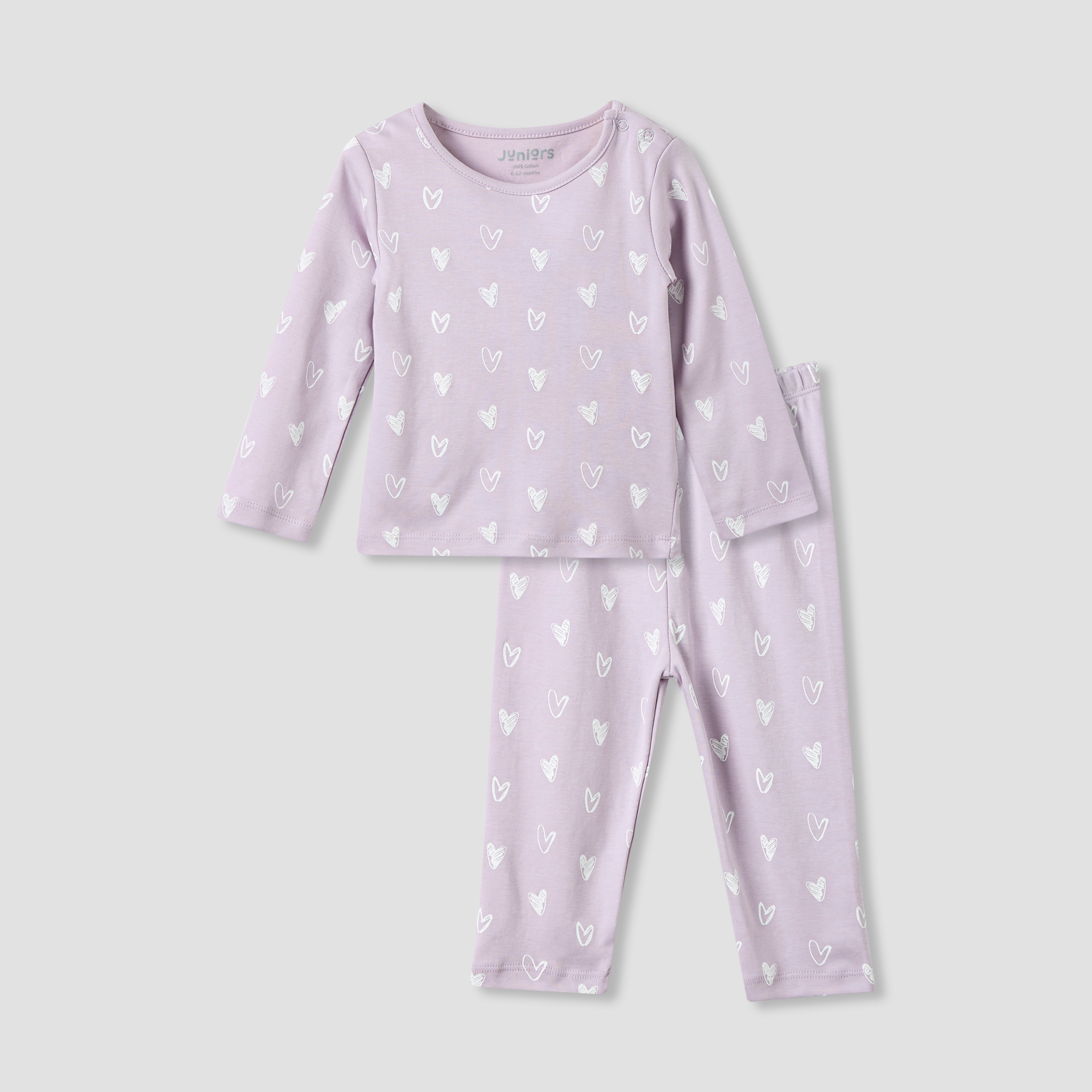 Juniors Pyjama Set with Heart Print - Cotton - Long Sleeves-promo_babyshop_Buy3for79_UAE130126-image-1