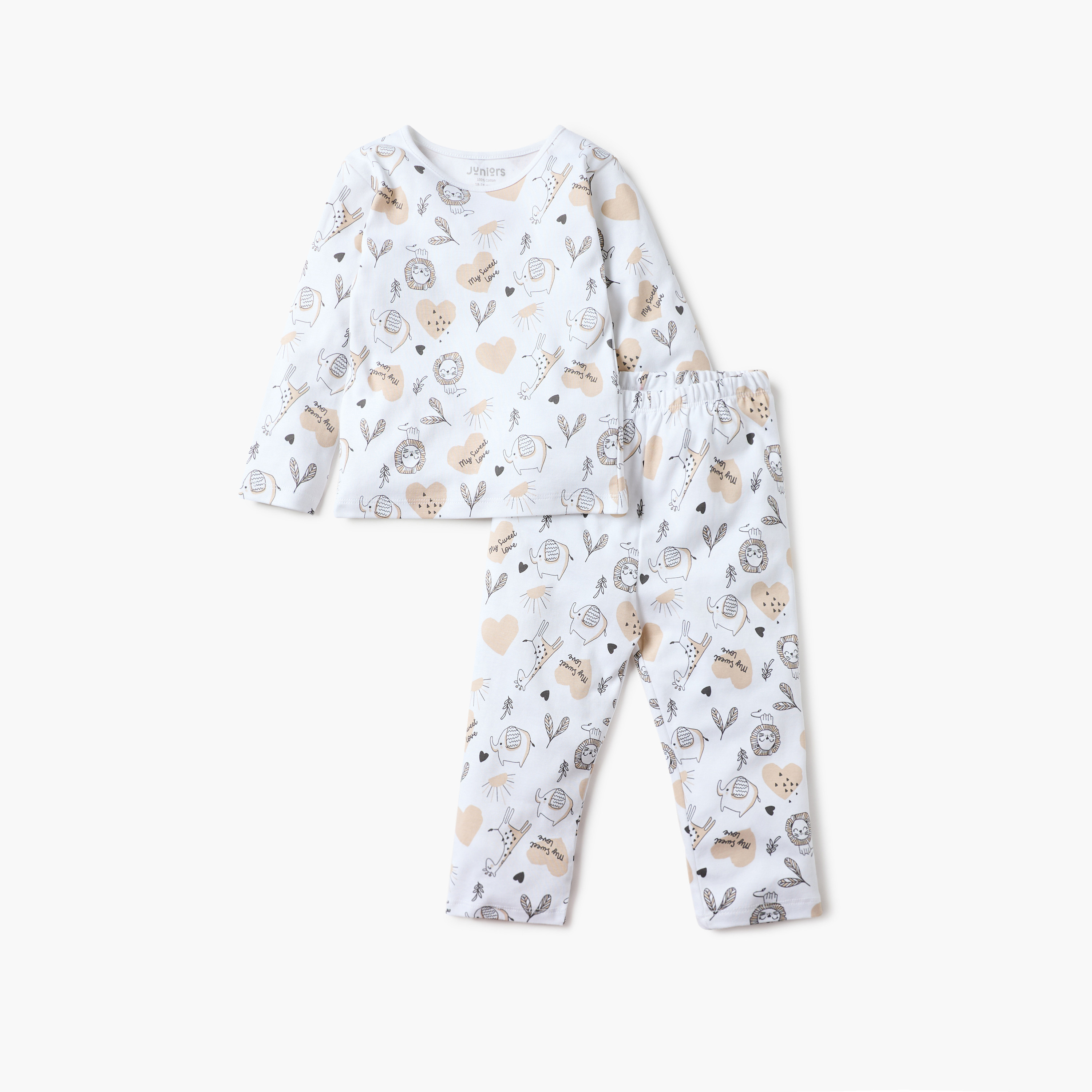طقم بيجاما قطن بأكمام طويلة وطبعات قلب من جونيورز-promo_babyshop_Buy3for79_KSA130126-image-1