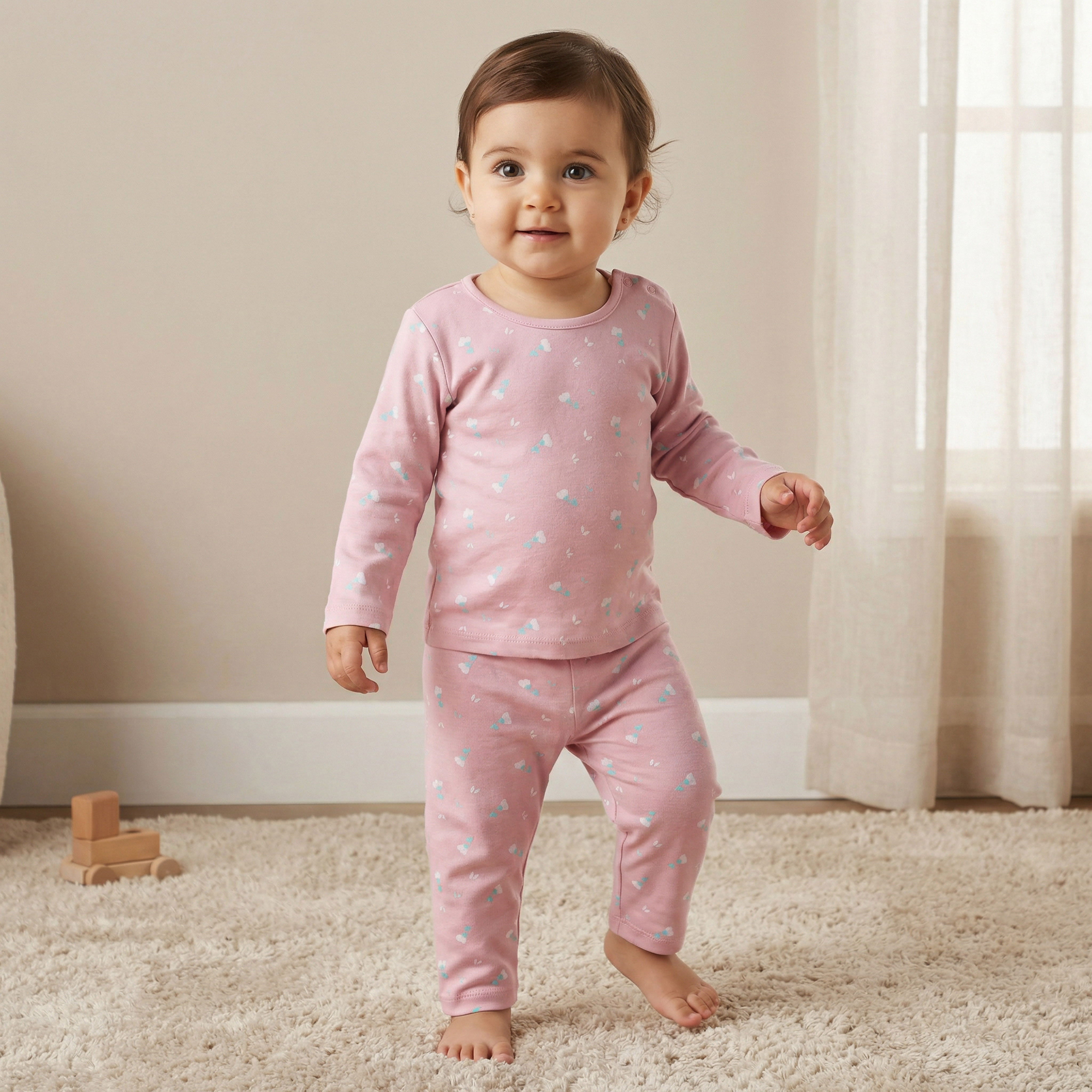 Juniors Pyjama Set with Floral Print - Cotton - Long Sleeves-baby-girls-clothing-nightwear-pyjamasets-image-1