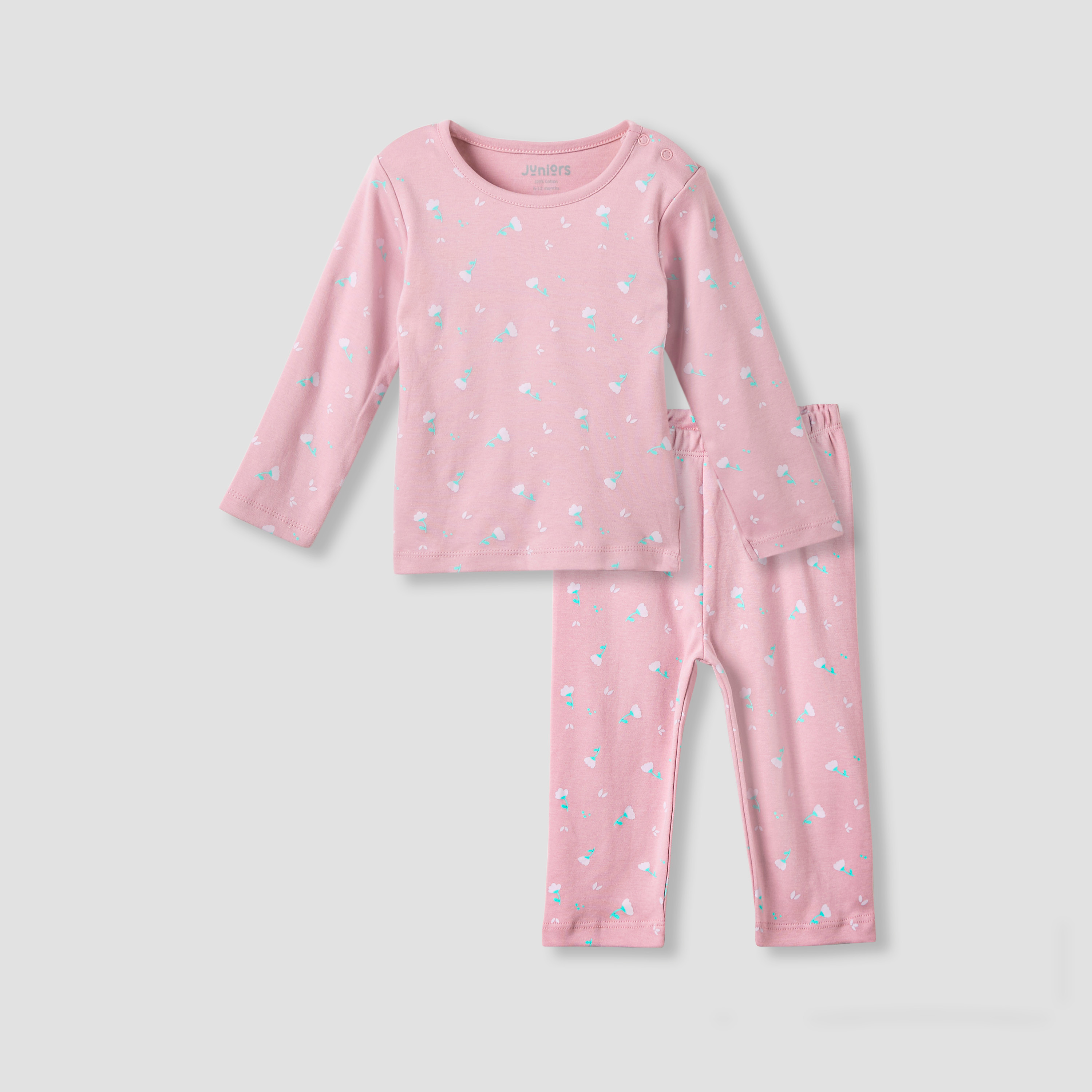 Juniors Pyjama Set with Floral Print - Cotton - Long Sleeves-baby-girls-clothing-nightwear-pyjamasets-image-1