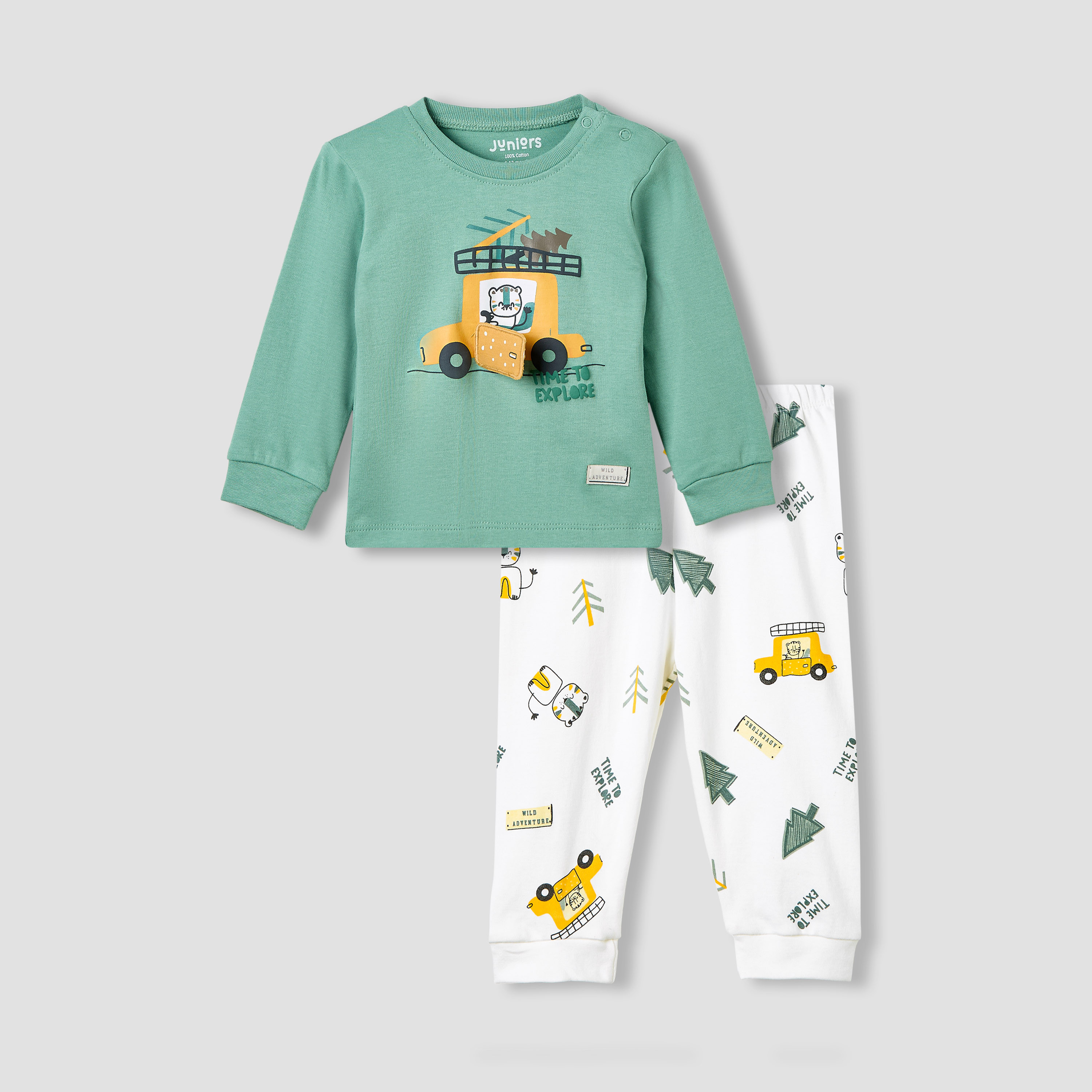 Juniors Pyjama Set with Print - Cotton - Long Sleeves - Round Neck-baby-boys-clothing-nightwear-pyjamasets-image-1