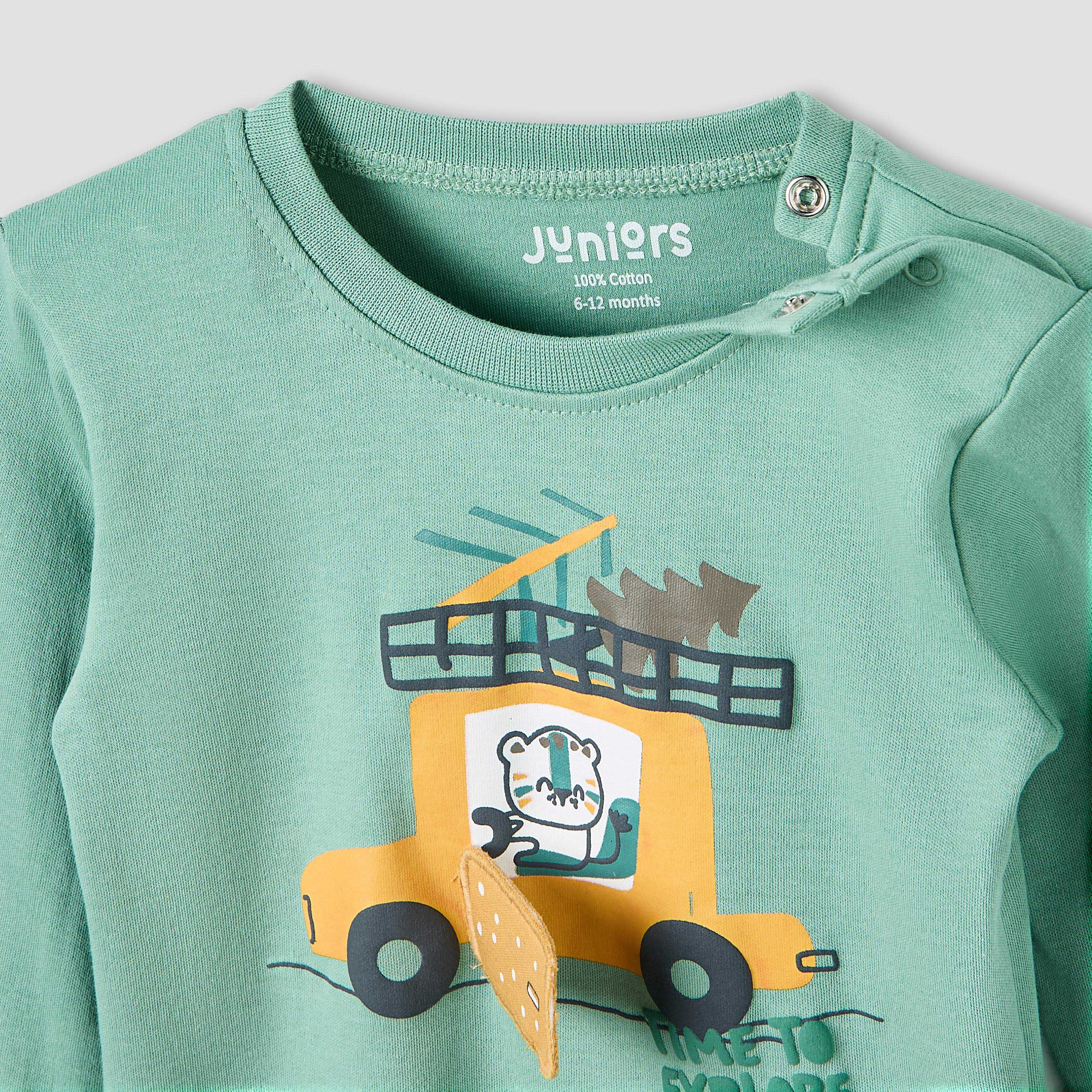 Juniors Pyjama Set with Print - Cotton - Long Sleeves - Round Neck-baby-boys-clothing-nightwear-pyjamasets-image-4