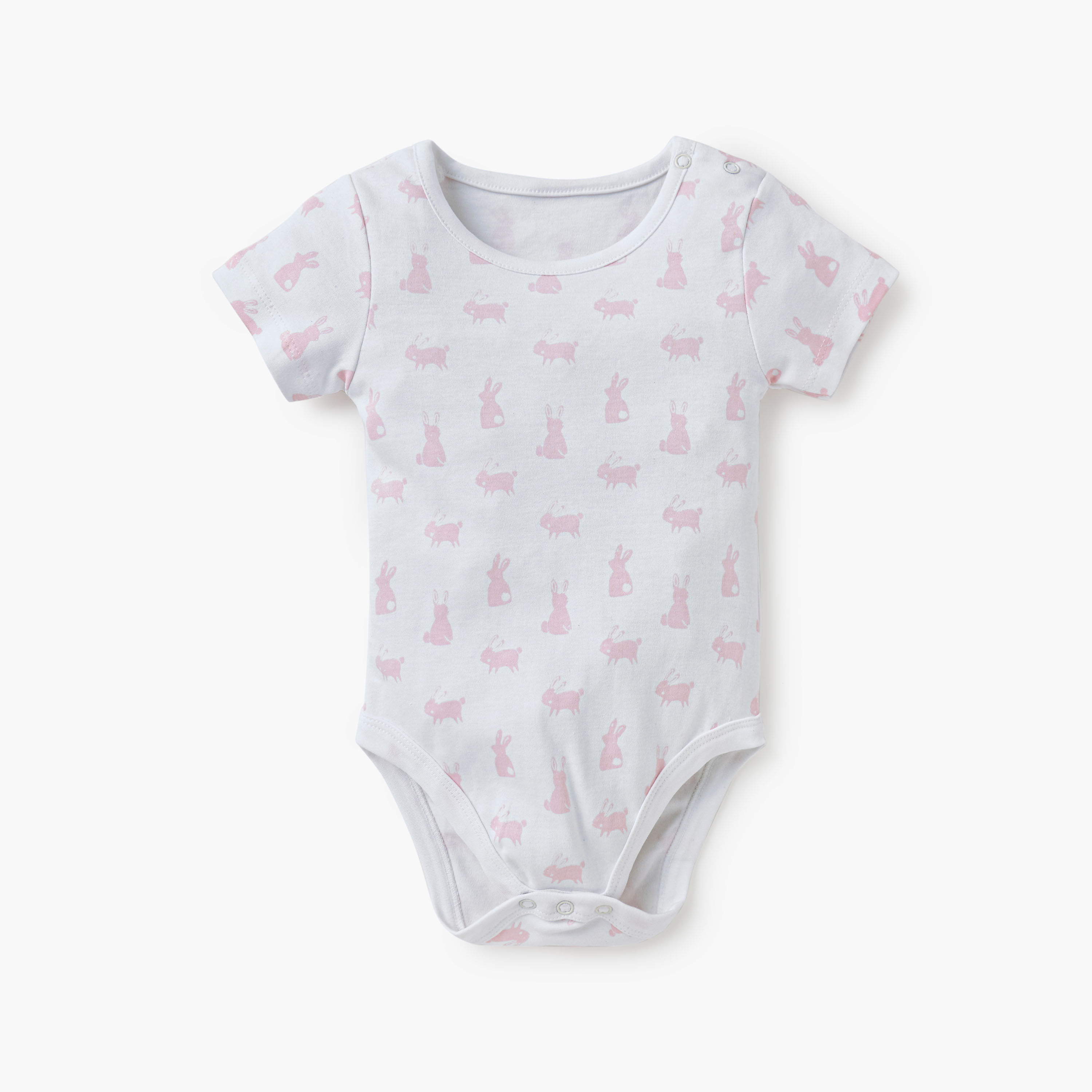 Juniors Bunny Print  Bodysuit with Button Closure - Set of 5-baby-girls-clothing-bodysuits-image-3