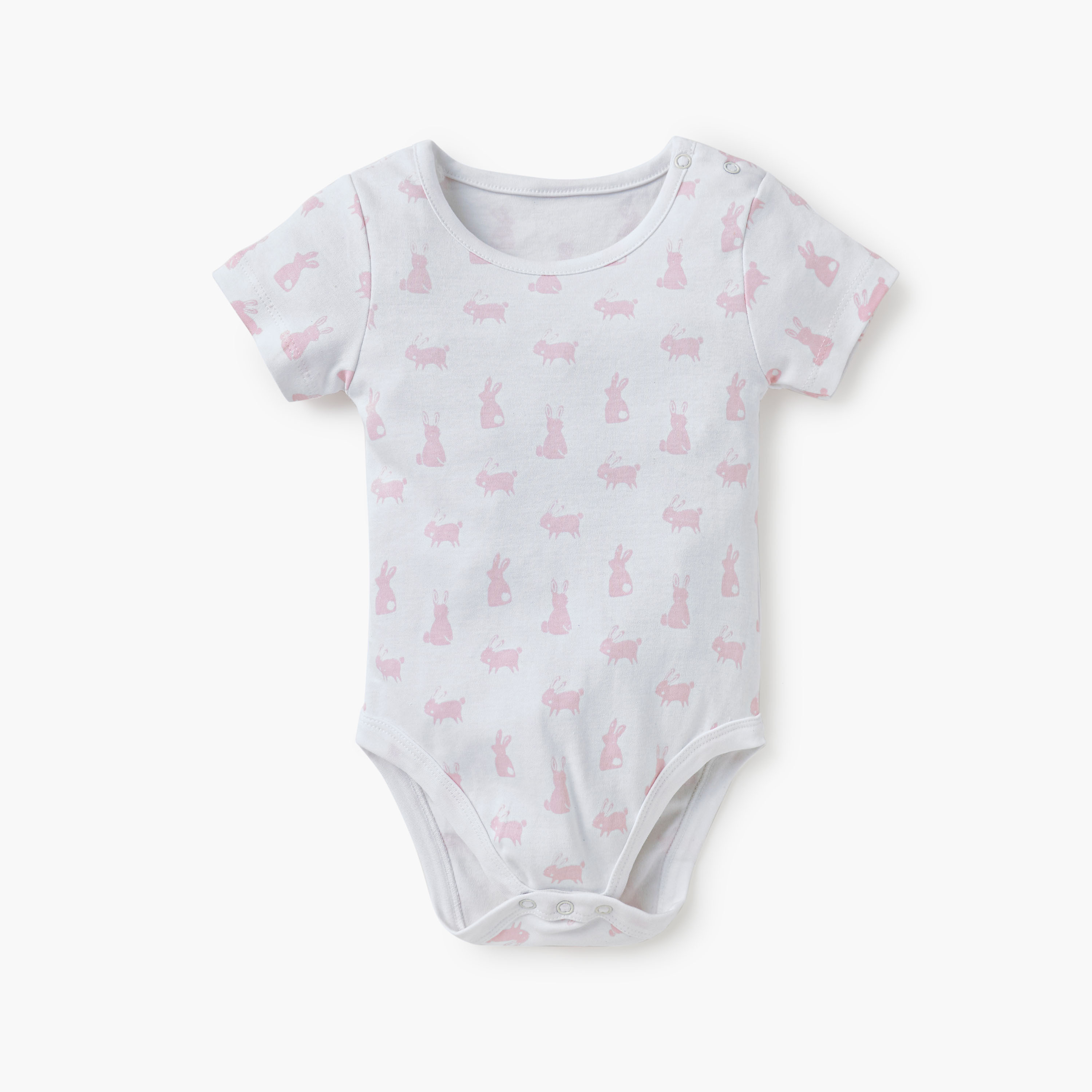 Juniors Bunny Print  Bodysuit with Button Closure - Set of 5-baby-girls-clothing-bodysuits-image-4