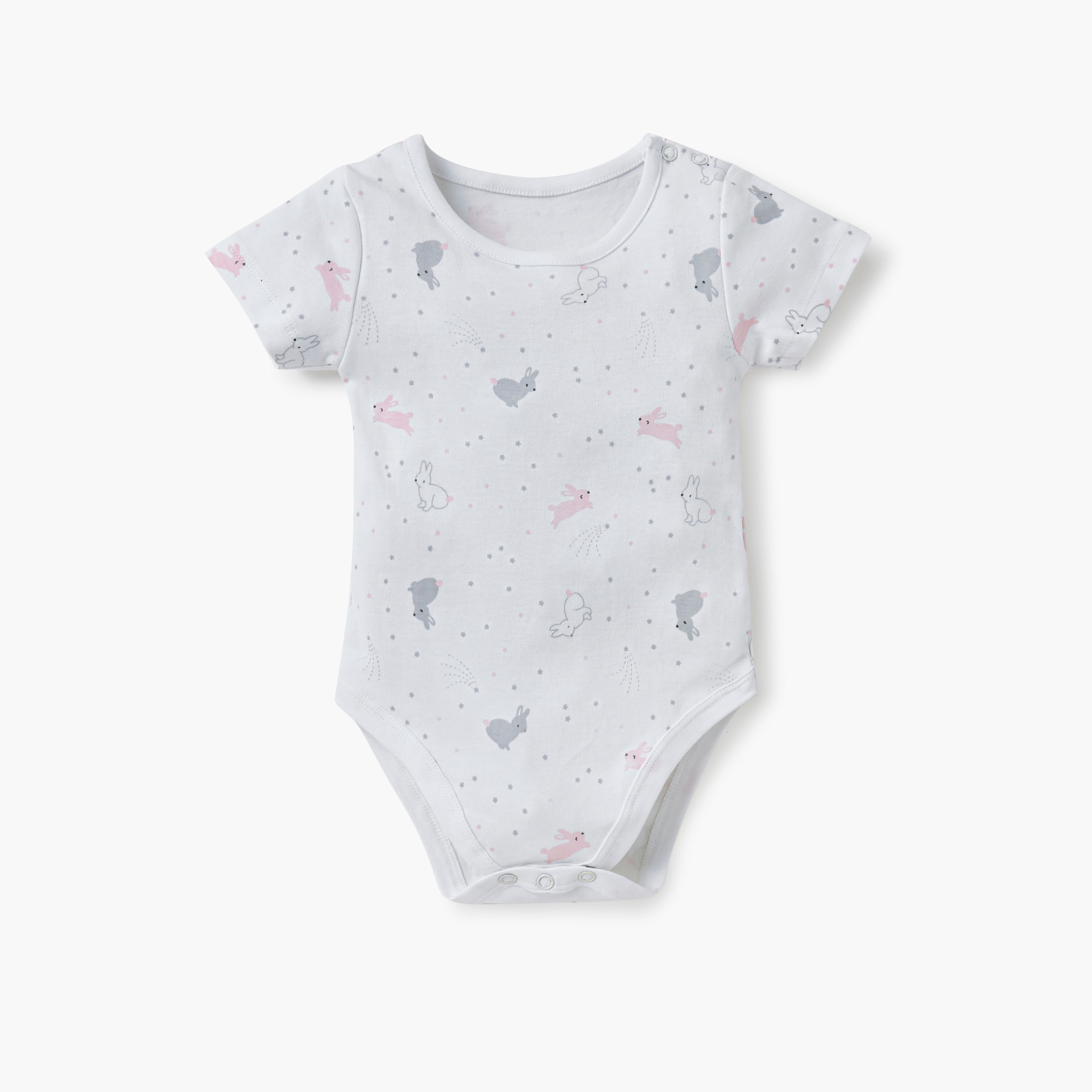 Juniors Bunny Print  Bodysuit with Button Closure - Set of 5-baby-girls-clothing-bodysuits-image-6