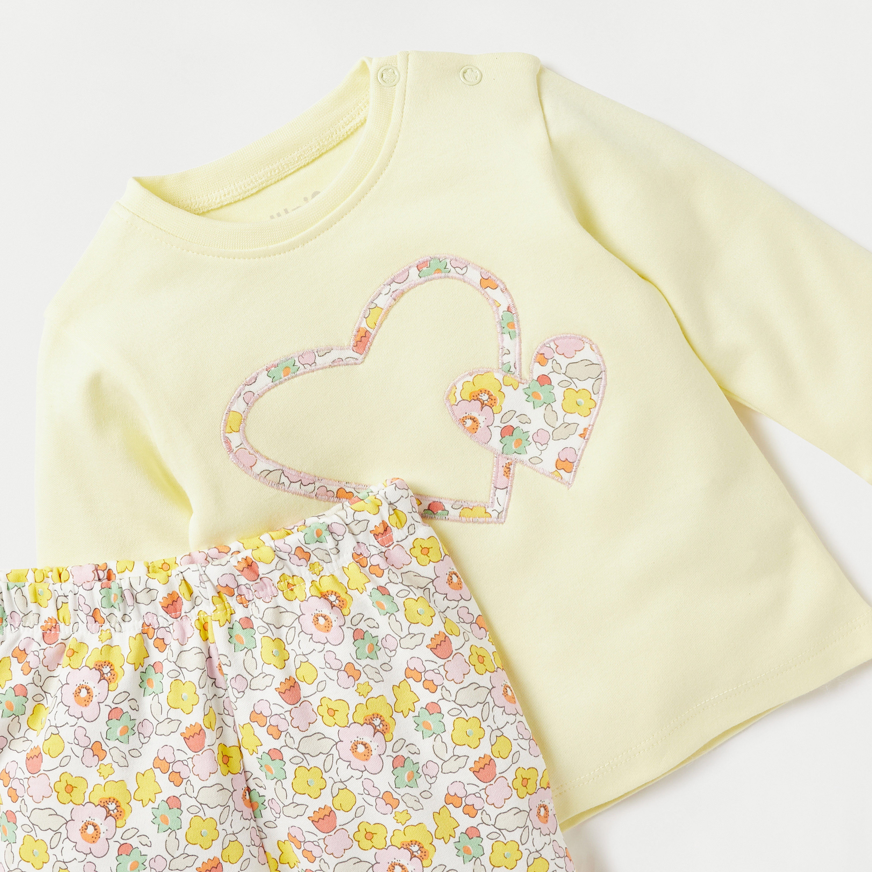 Juniors Floral Print Long Sleeves T-shirt and Elasticated Pyjama Set-baby-girls-clothing-nightwear-pyjamasets-image-4