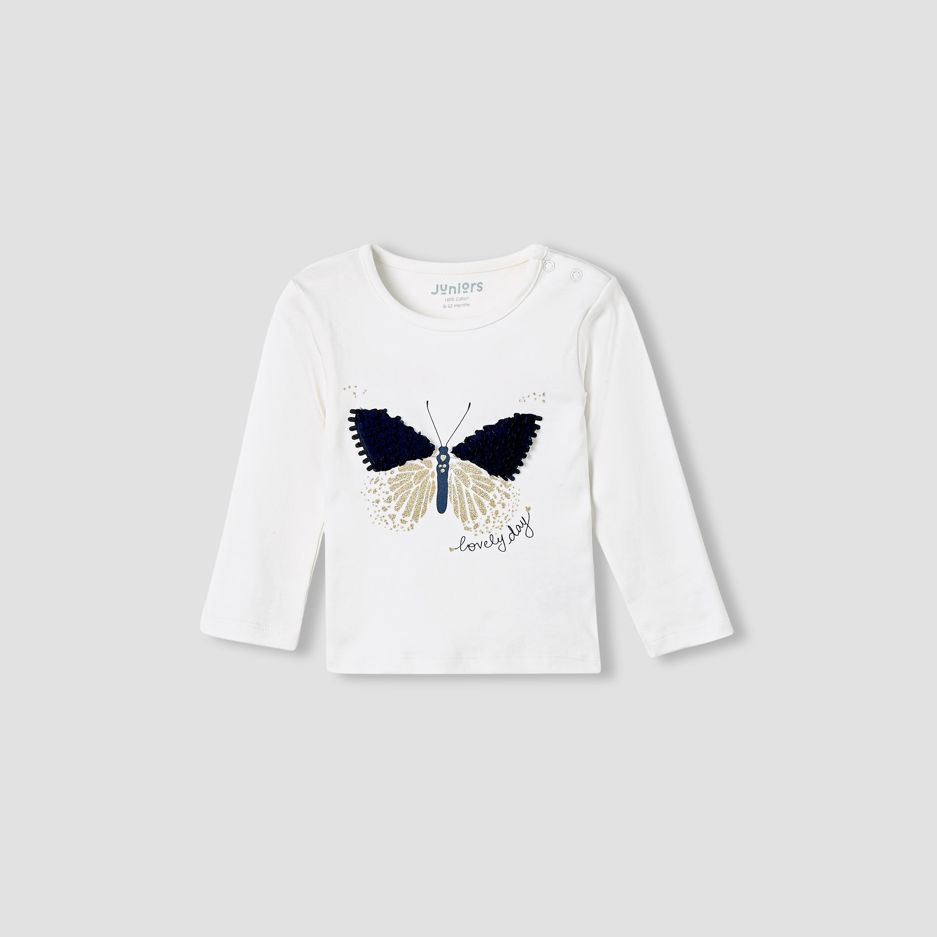 Juniors Pyjama Set with Butterfly Applique - Cotton - Long Sleeves - Round Neck-promo_babyshop_Buy3for89_KWT130126-image-2