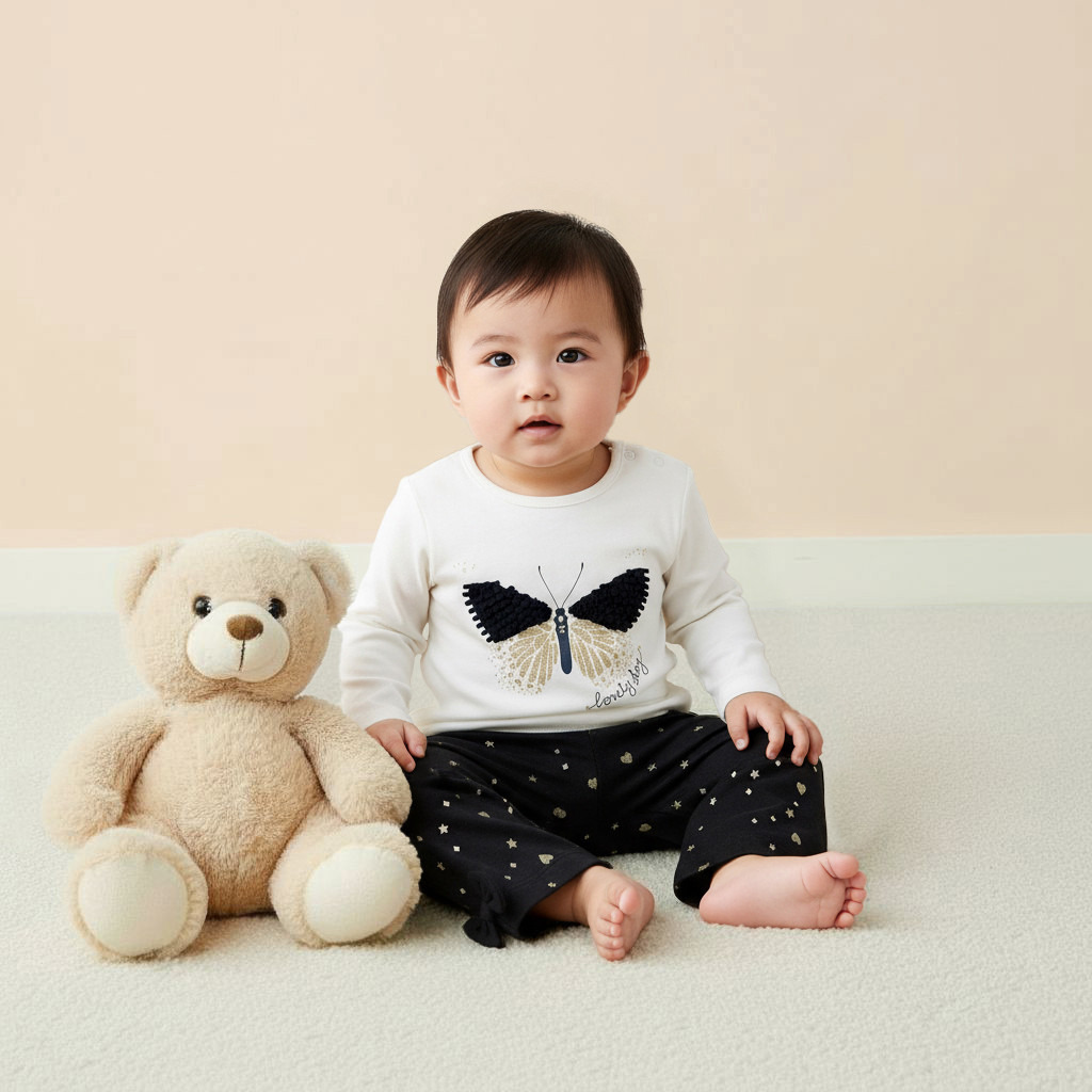 Juniors Pyjama Set with Butterfly Applique - Cotton - Long Sleeves - Round Neck-promo_babyshop_Buy3for89_KWT130126-image-6